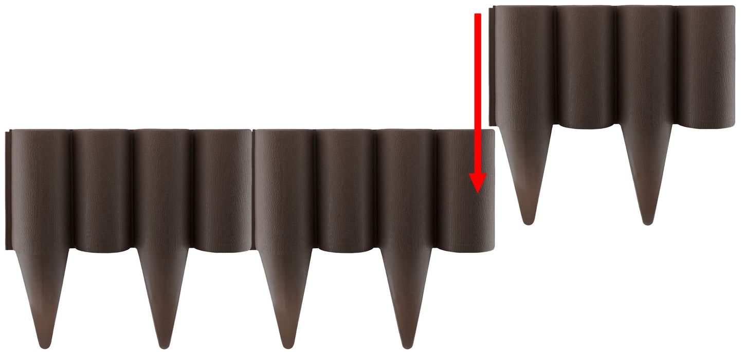 Lawn Edging, Plastic Palisade Wood Effect, 2.5m Box, Brown for Landscape Fabric