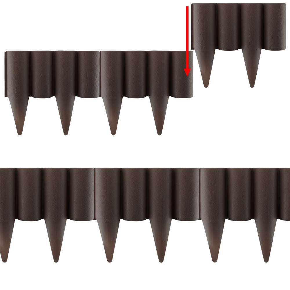 Lawn Edging, Plastic Palisade Wood Effect, 2.5m Box, Brown for Landscape Fabric