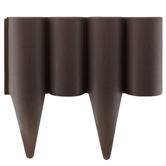 Lawn Edging, Plastic Palisade Wood Effect, 2.5m Box, Brown for Landscape Fabric