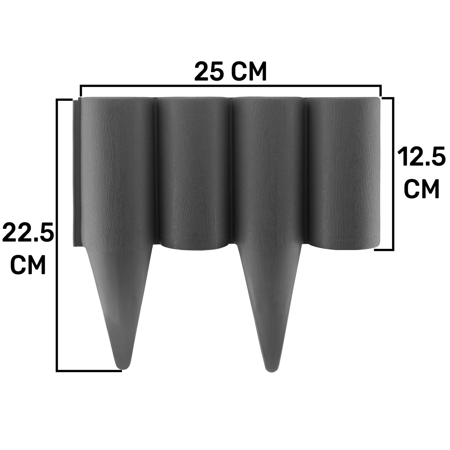 Lawn Edging, Plastic Palisade Wood Effect, 2.5m Box, Gray for DIY Tool Accessory