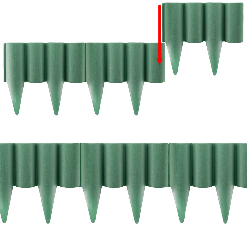 Lawn Edging, Plastic Palisade Wood Effect, 2.5m Box, Green for Landscape Fabric