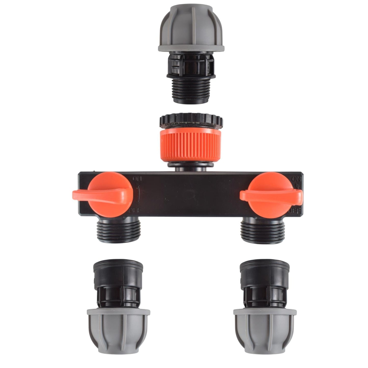 AP Supplies Tap Splitter with Valves and 32mm MDPE Straight Inlet/Outlet Kit
