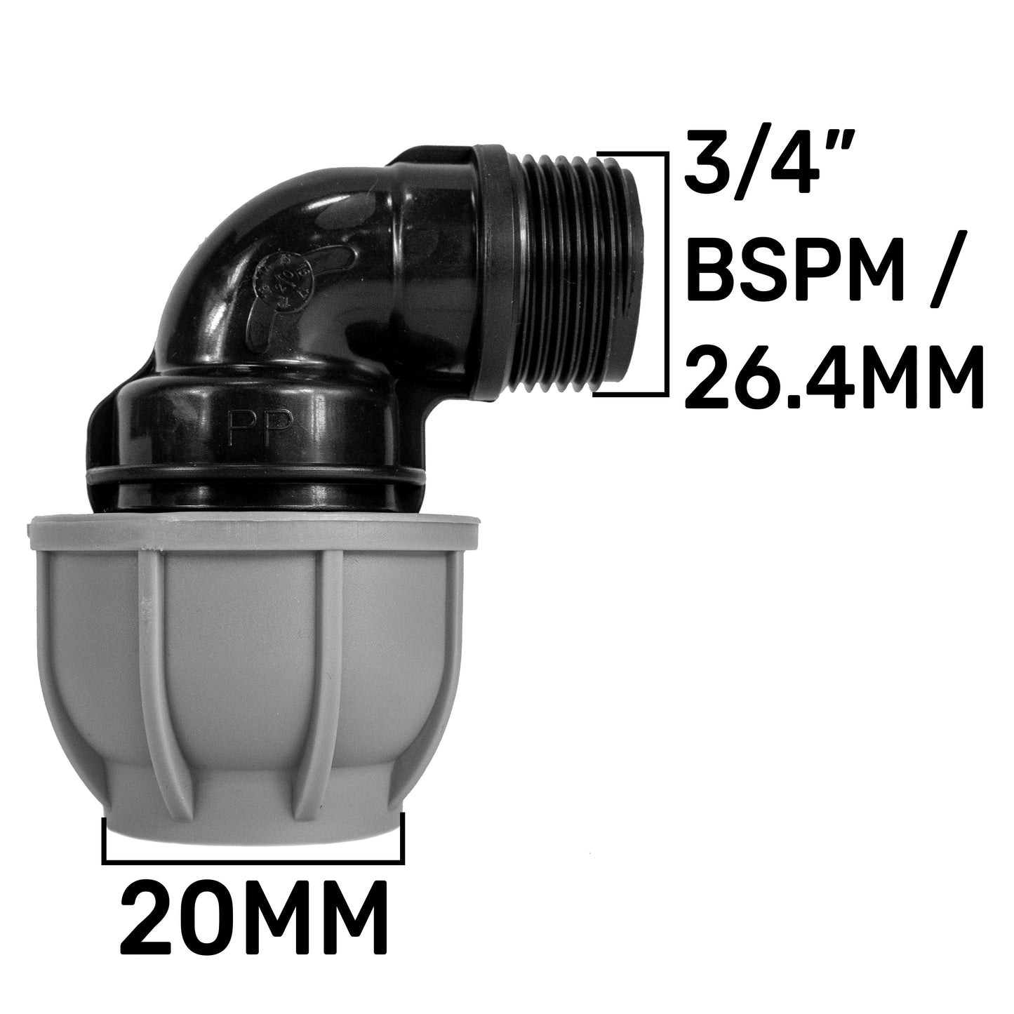 IBC 2 S60X6 Cap with Large Plastic Valve and MDPE Elbow 20mm for Water Connector