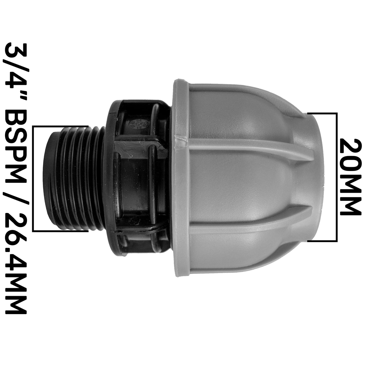 20mm MDPE Straight with In-Line BSPF Valve and 25mm Brass Barb Hose Pipe Fitting