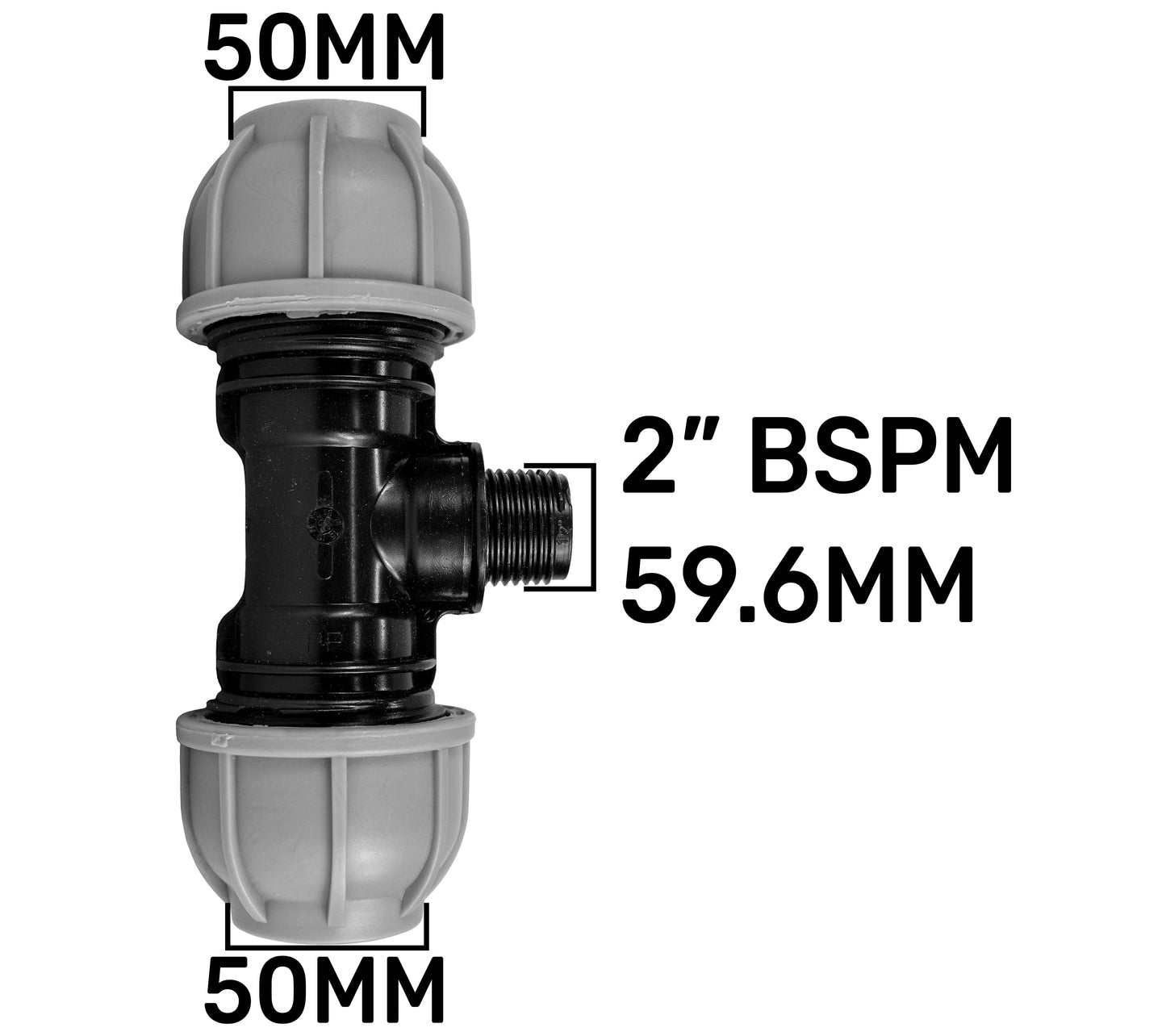 IBC 2 S60X6 Cap with 50mm MDPE Tee Drip Irrigation Fitting Garden Irrigation Kit