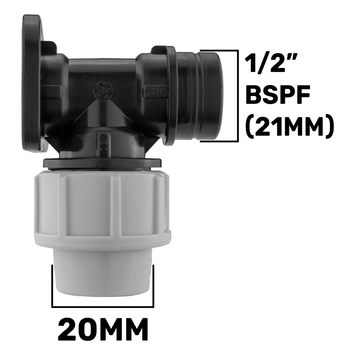 Wall Flange Kit 20mm MDPE With In-Line Valve Water Connector MDPE Pipe Connector