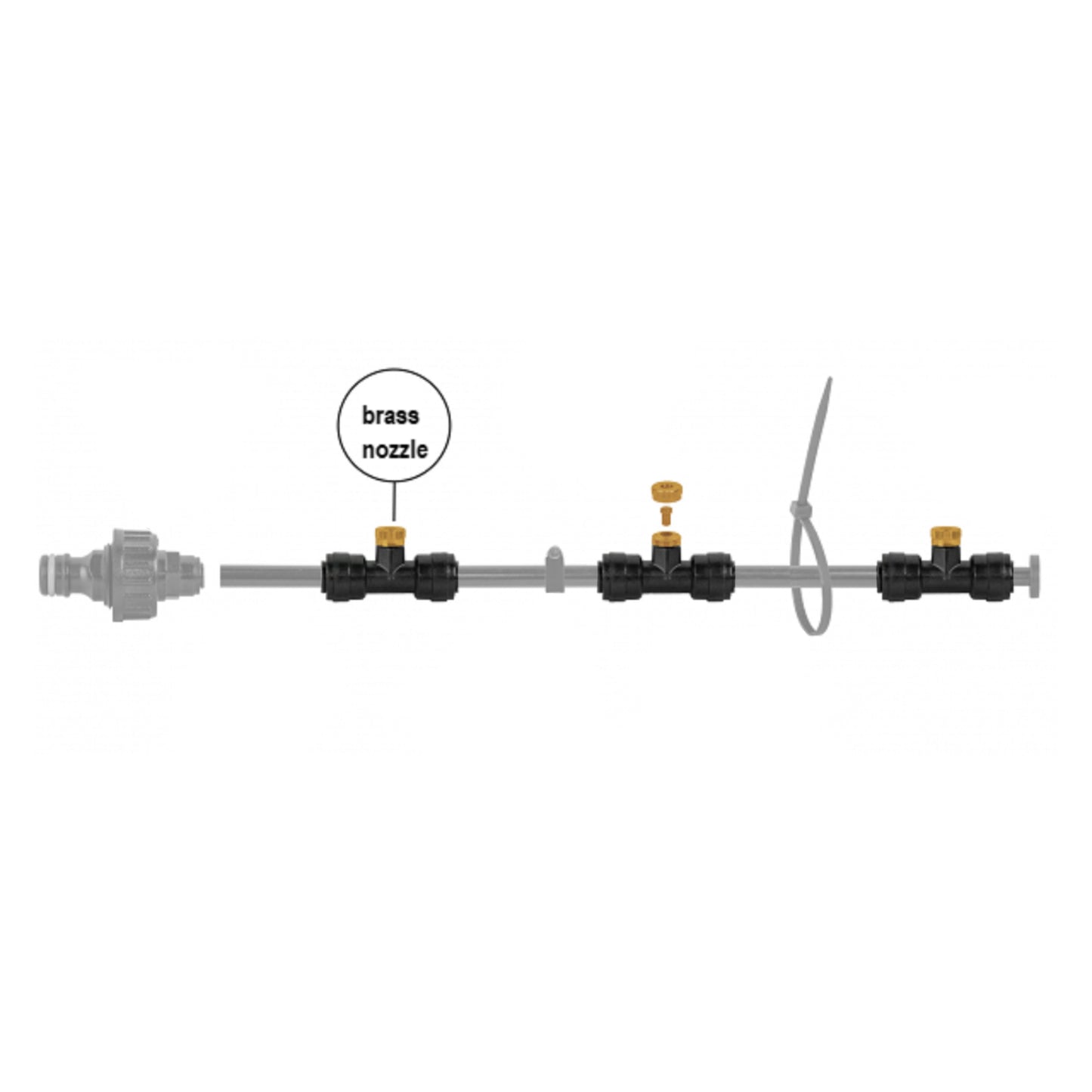 Garden Water Mist Kit, Black Orange, TEE NOZZLE ONLY for Drip Irrigation Fitting