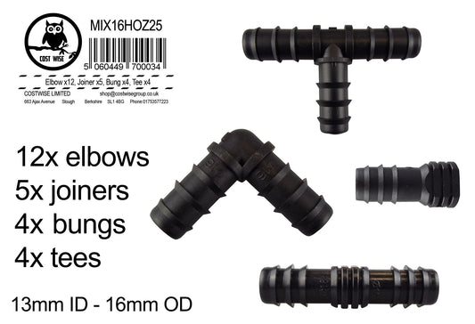 Mix 1/2in Barb Connectors HOZ25 Drip Irrigation Fitting Pipe and Water Fitting