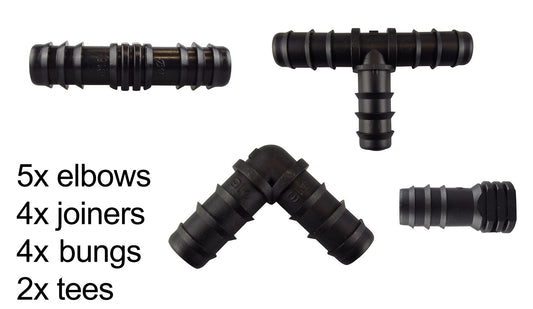 Mix 1/2in Barb Connectors POROUS15 Drip Irrigation Fitting Garden Irrigation Kit
