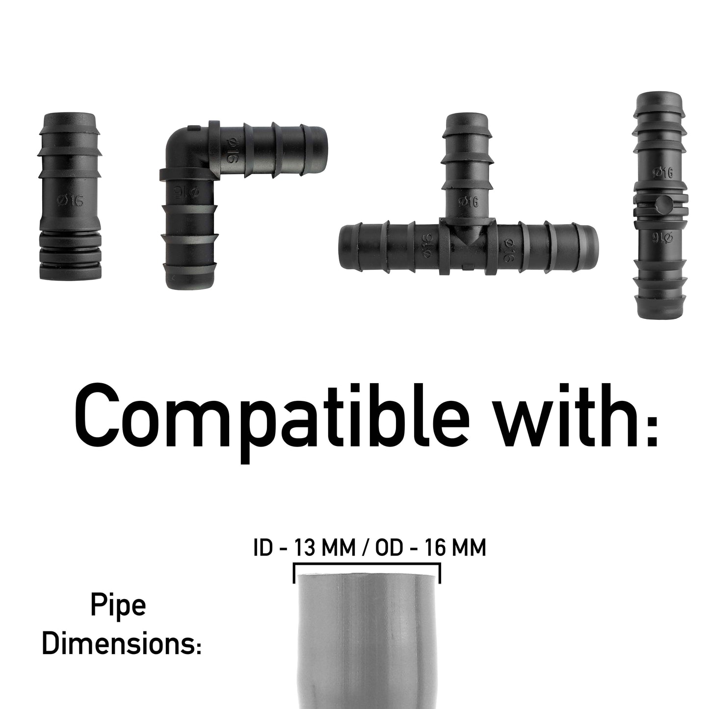 Mix 1/2in Barb Connectors HOZ25 Drip Irrigation Fitting Pipe and Water Fitting