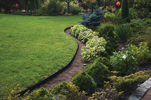 AP Supplies Lawn Border Set, Easy Border 100mm Black 10m With Pegs