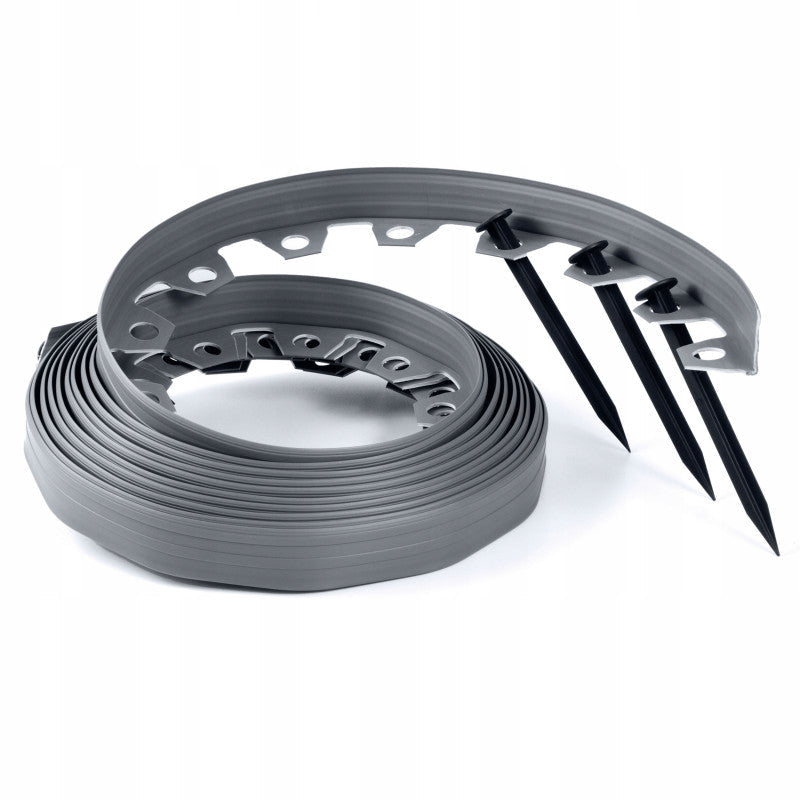 Lawn Border Set, Easy Border 40mm Gray 10m with Pegs for Home and Garden Use
