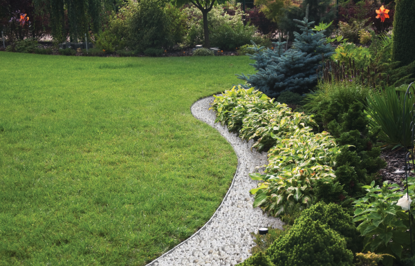 Lawn Border Set, Easy Border 40mm Light Gray 10m with Pegs for Landscape Fabric