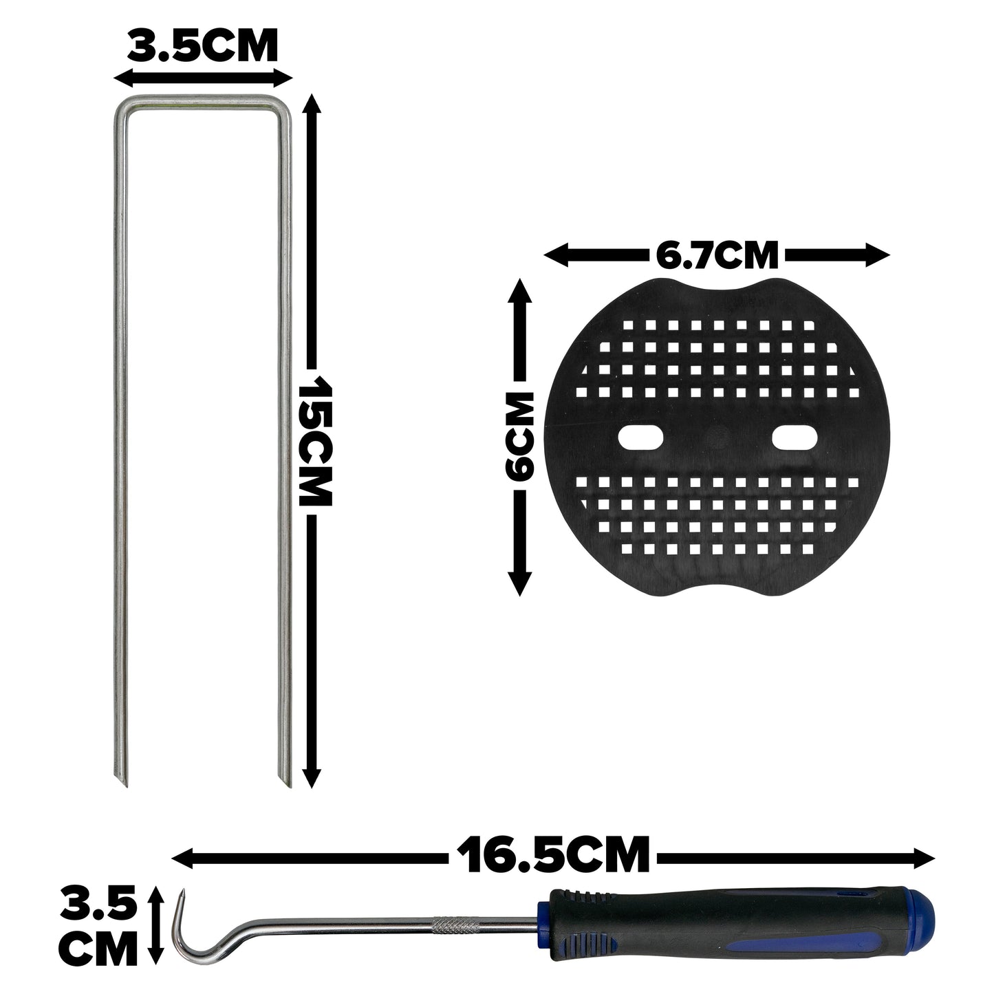 AP Supplies Weed Control Membrane Pegs Buffer Washer Set Blue with Rubber Mallet