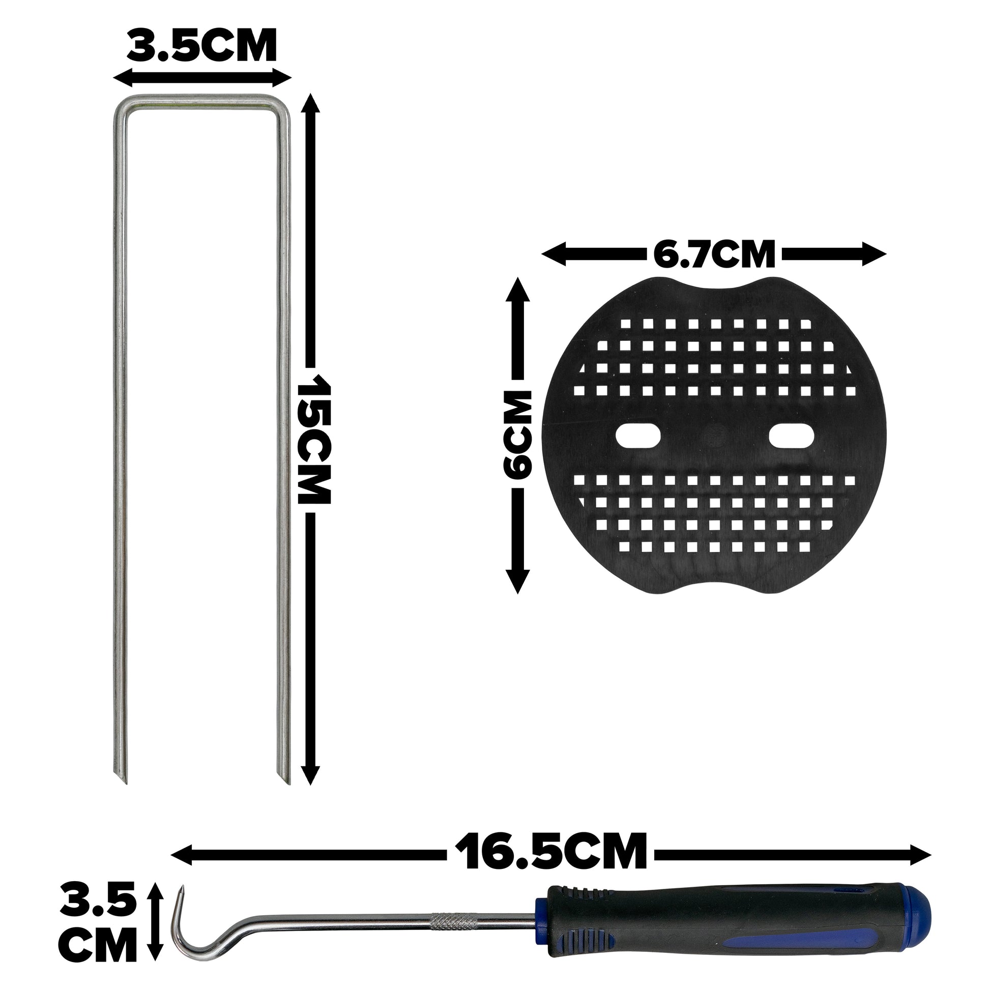 AP Supplies Weed Control Membrane Pegs Buffer Washer Set Blue with Rubber Mallet