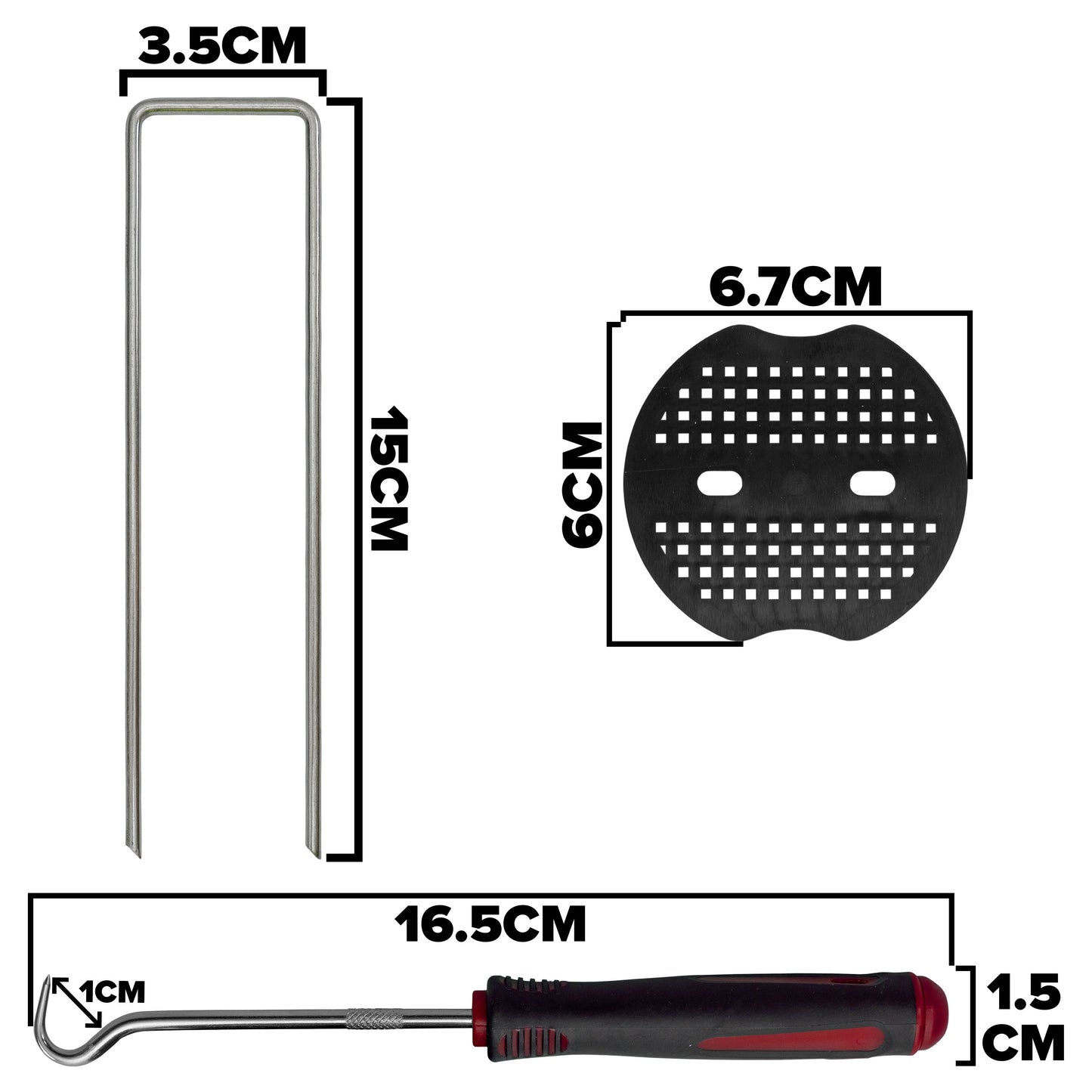 AP Supplies Weed Control Membrane Pegs Buffer Washer Set Red with Rubber Mallet