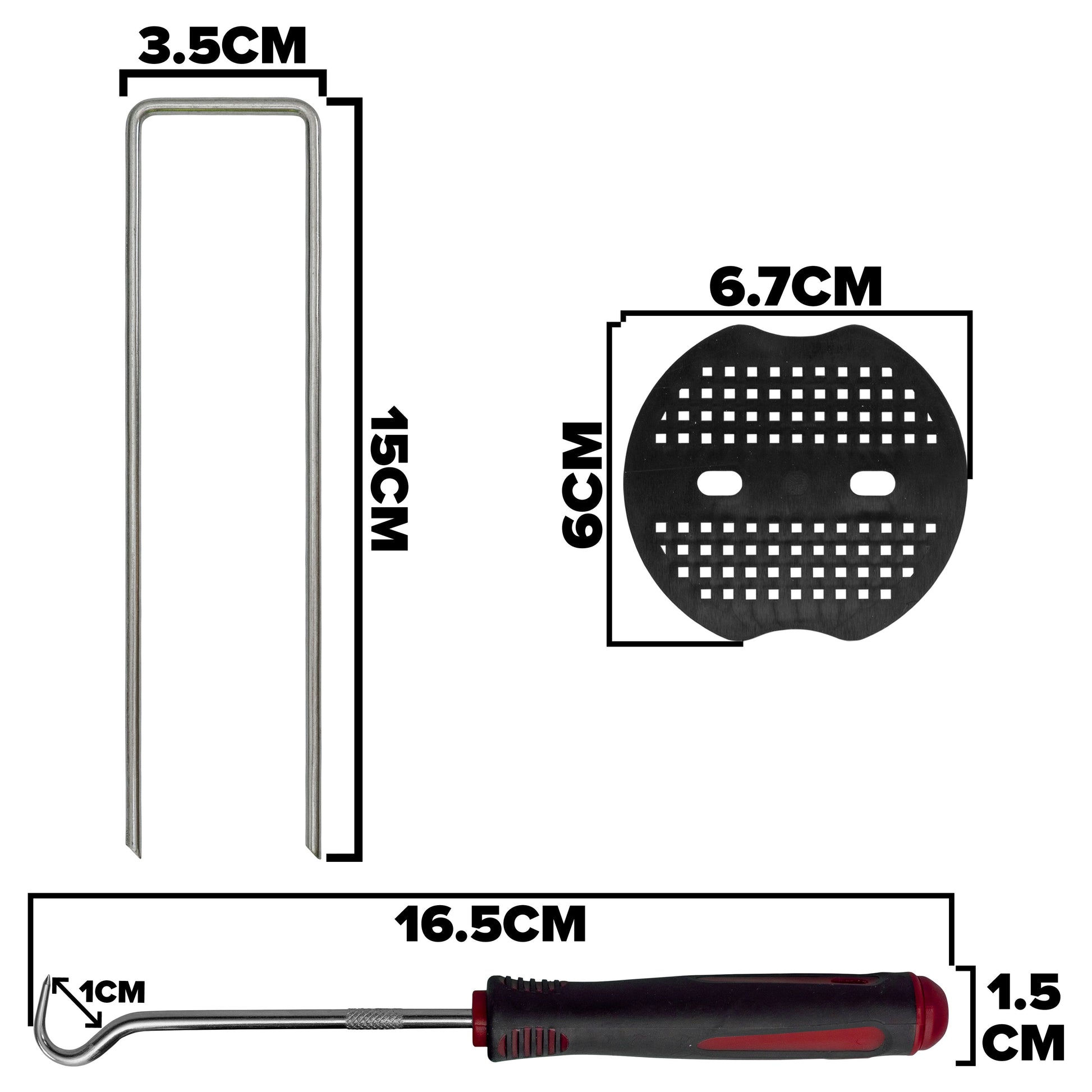 AP Supplies Weed Control Membrane Pegs Buffer Washer Set Red with Rubber Mallet