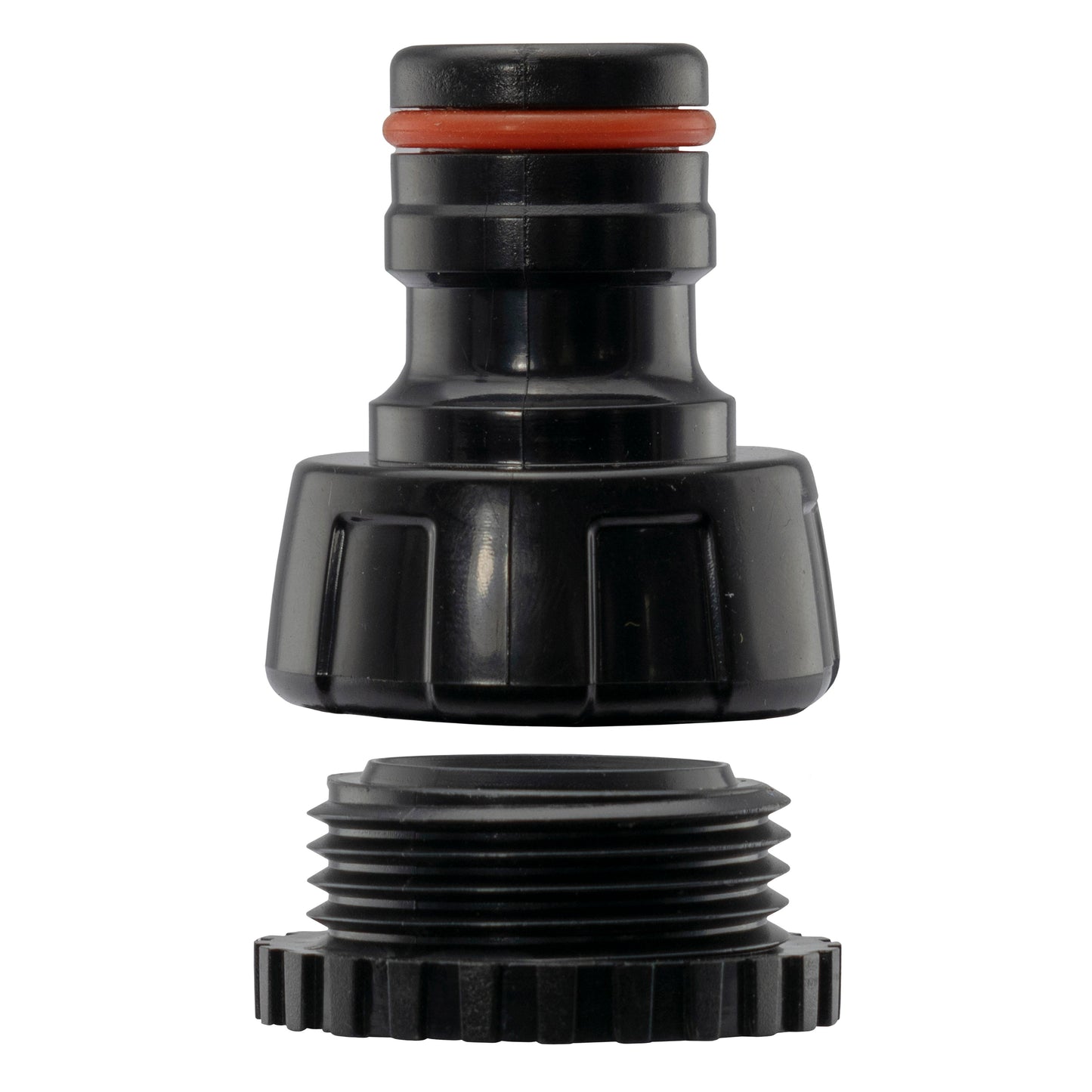Female Tap Connector 1in-3/4in BSPF Max Flo Black Orange Drip Irrigation Fitting