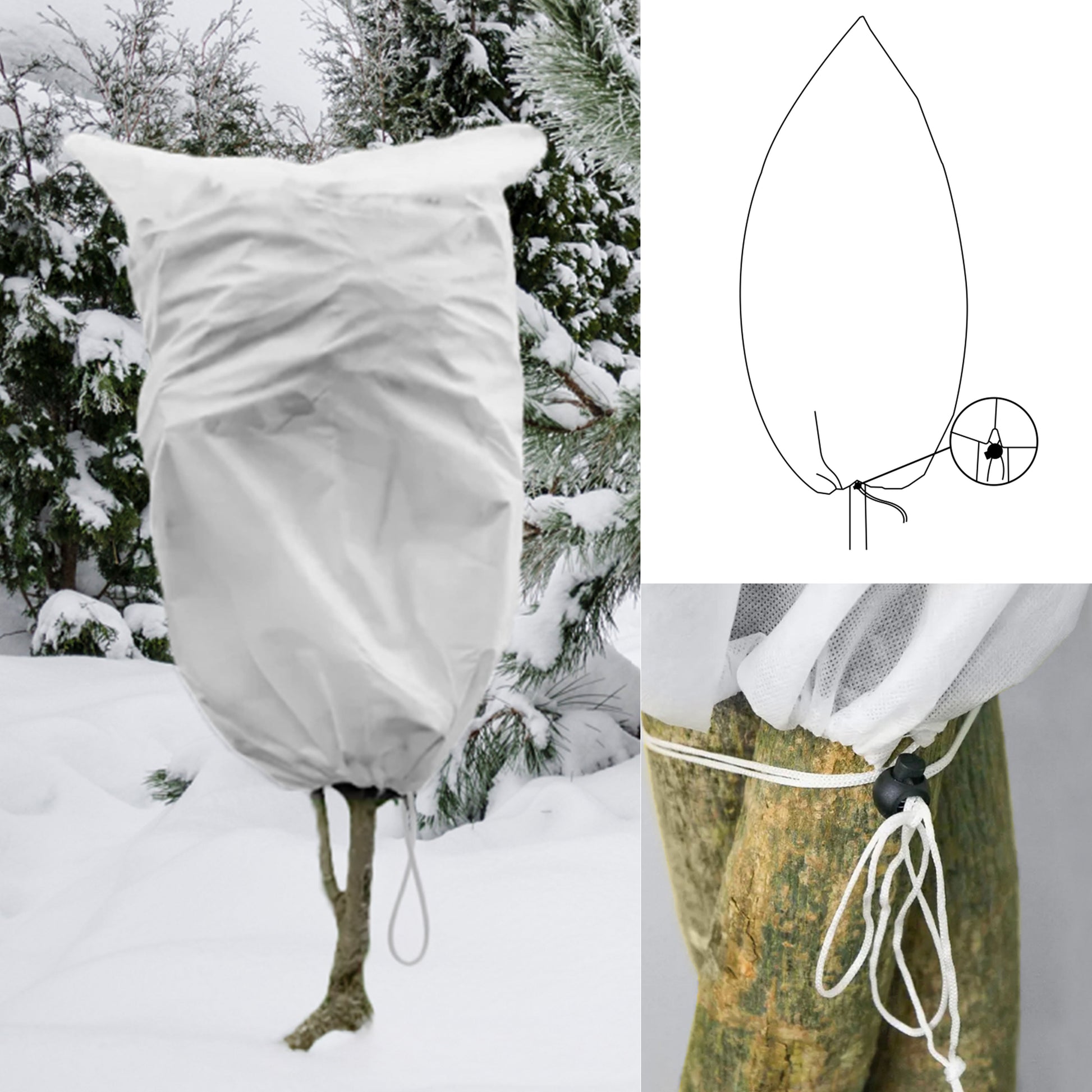 AP Supplies Protective Plant Cover, 50gsm Sack with Cord, Diameter: 51 cm, Size: 0.8m × 1.2m