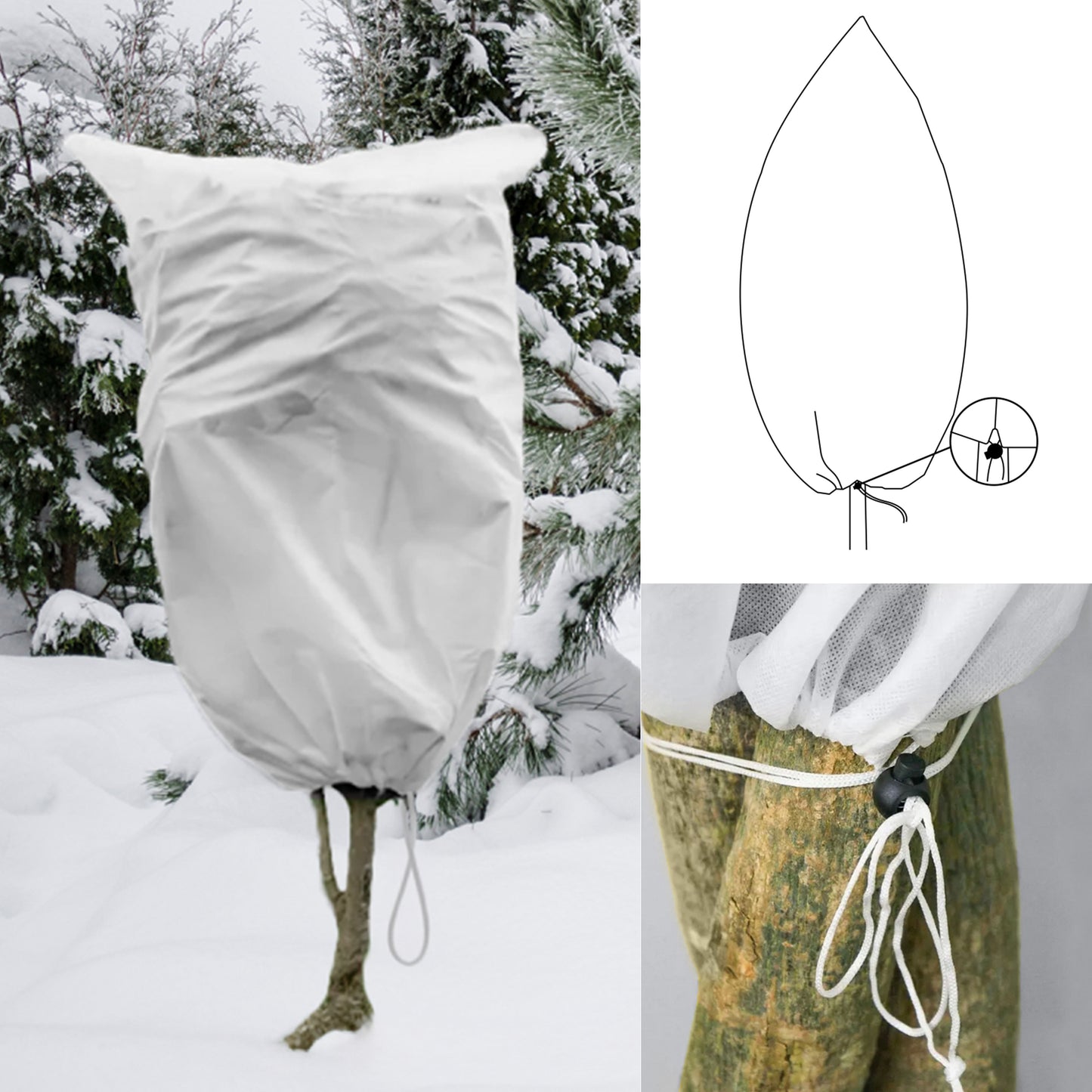 AP Supplies Protective Plant Cover, 50gsm Sack with Cord, Diameter: 76 cm, Size: 1.2m × 1.8m