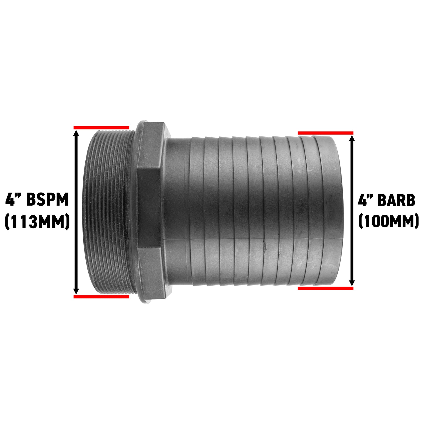 Pond Straight Connector 4in BSPM - 100mm Outdoor Watering Kit Hose Connector Set