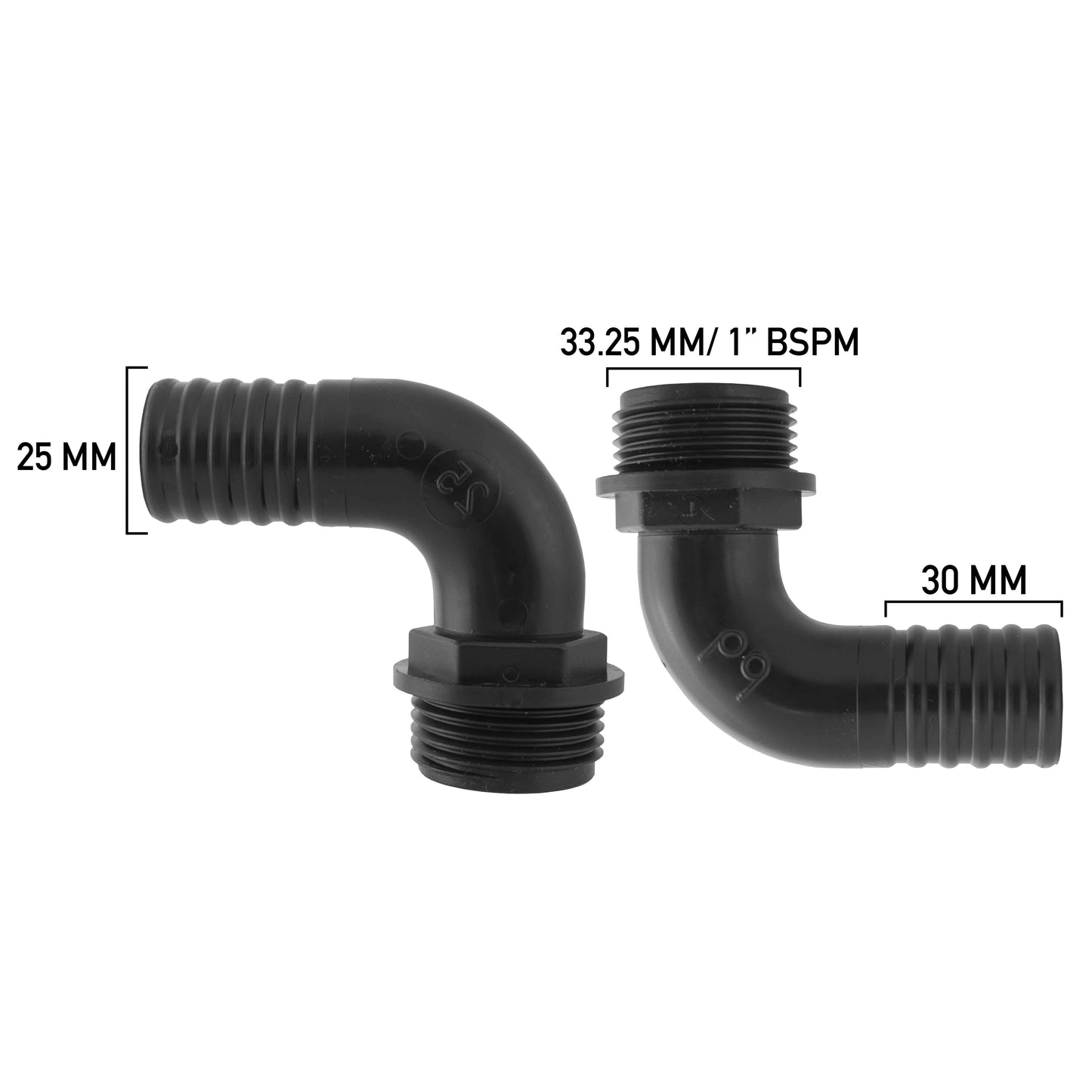Pond Elbow Connector 1in BSPM- 25mm Drip Irrigation Fitting Pet and Pond Supply