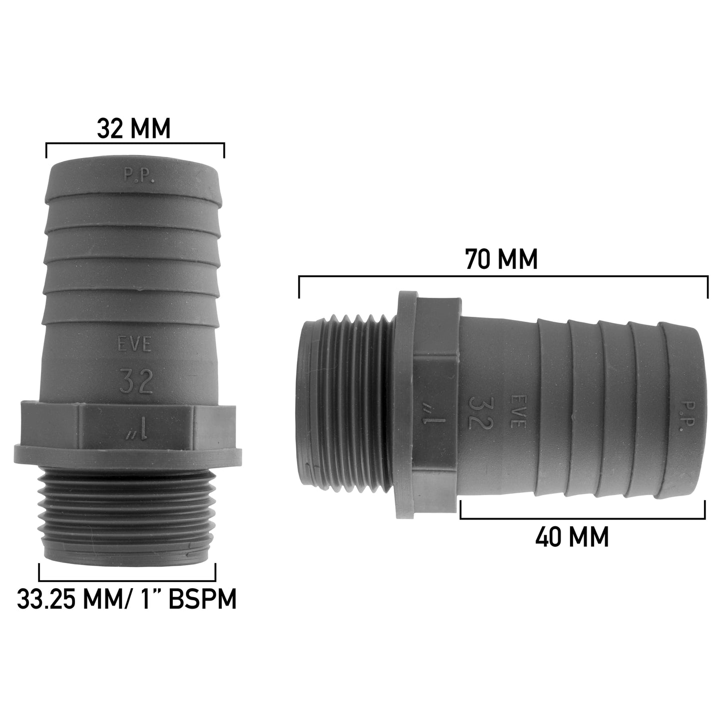 IBC 2 S60X6 Cap with 32mm Barb Straight Hose Pipe Fitting DIY Workshop Accessory