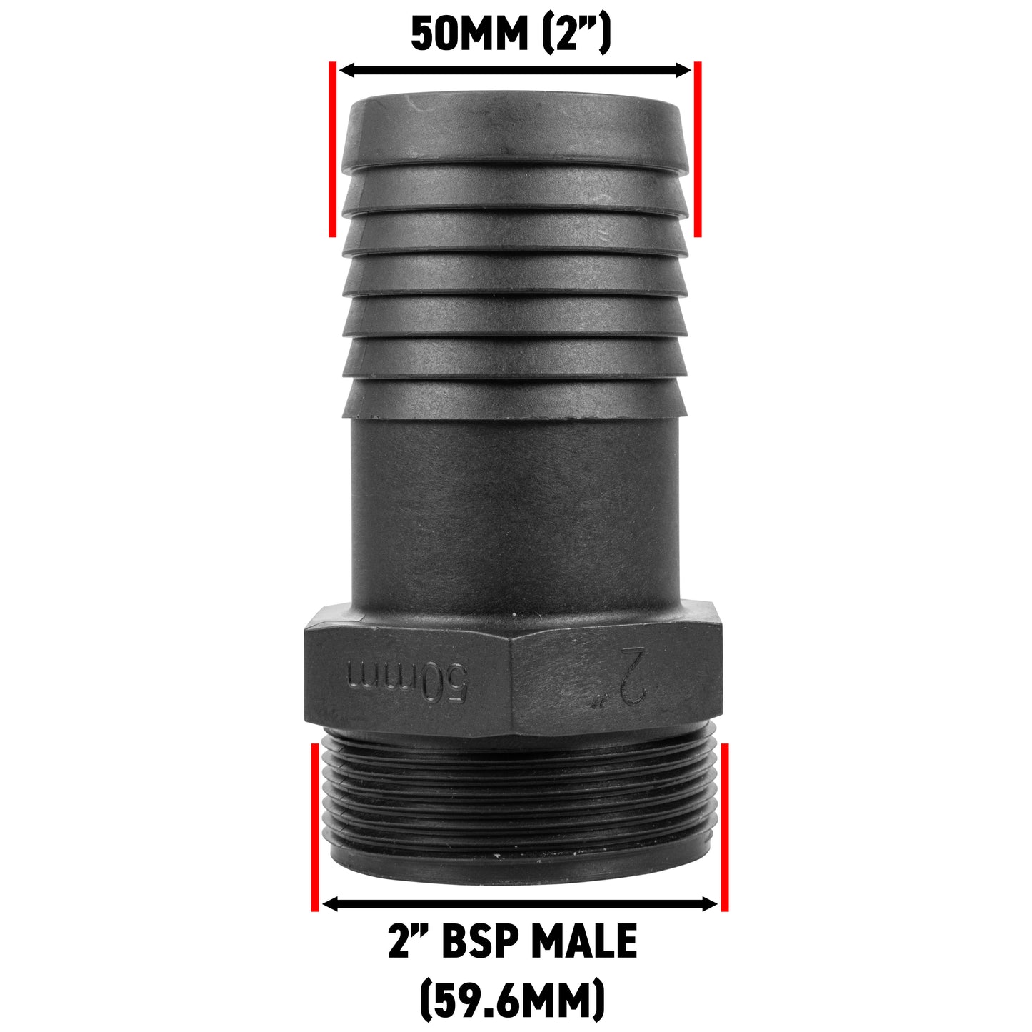 Pond Straight Connector 2in BSPM - 50mm Hose Connector Set Garden Irrigation Kit