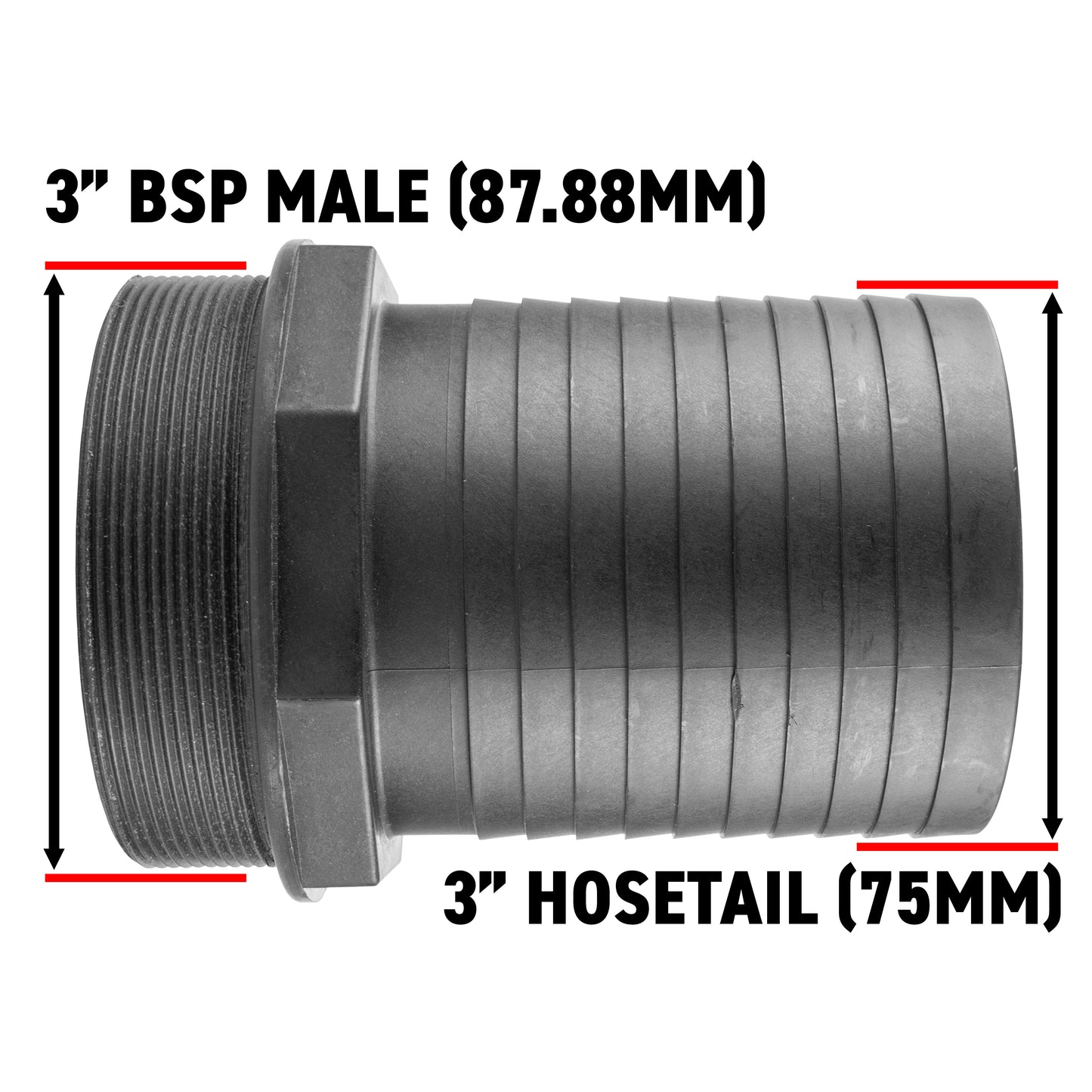Pond Straight Connector 3in BSPM - 75mm Outdoor Watering Kit Pet and Pond Supply