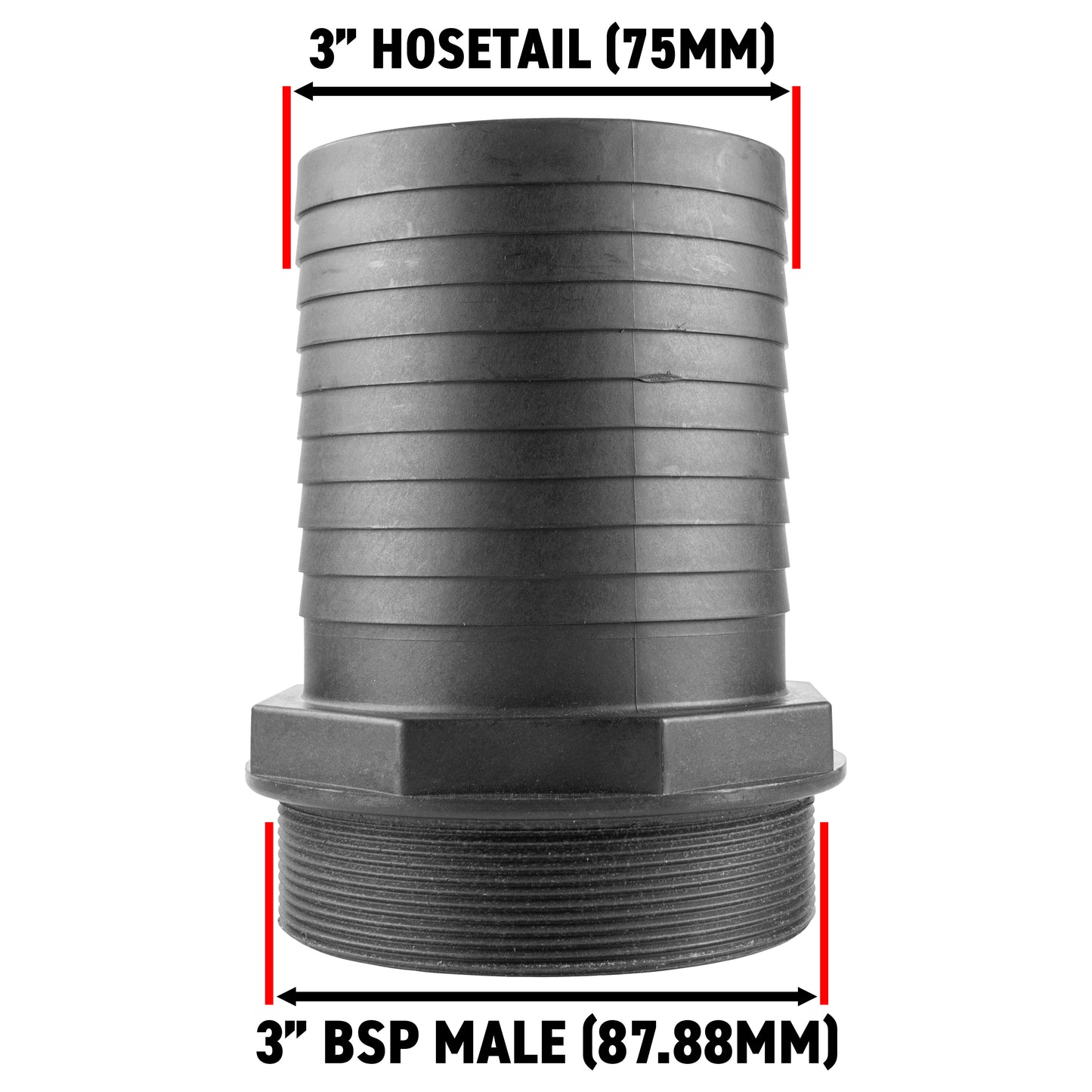 Pond Straight Connector 3in BSPM - 75mm Outdoor Watering Kit Pet and Pond Supply