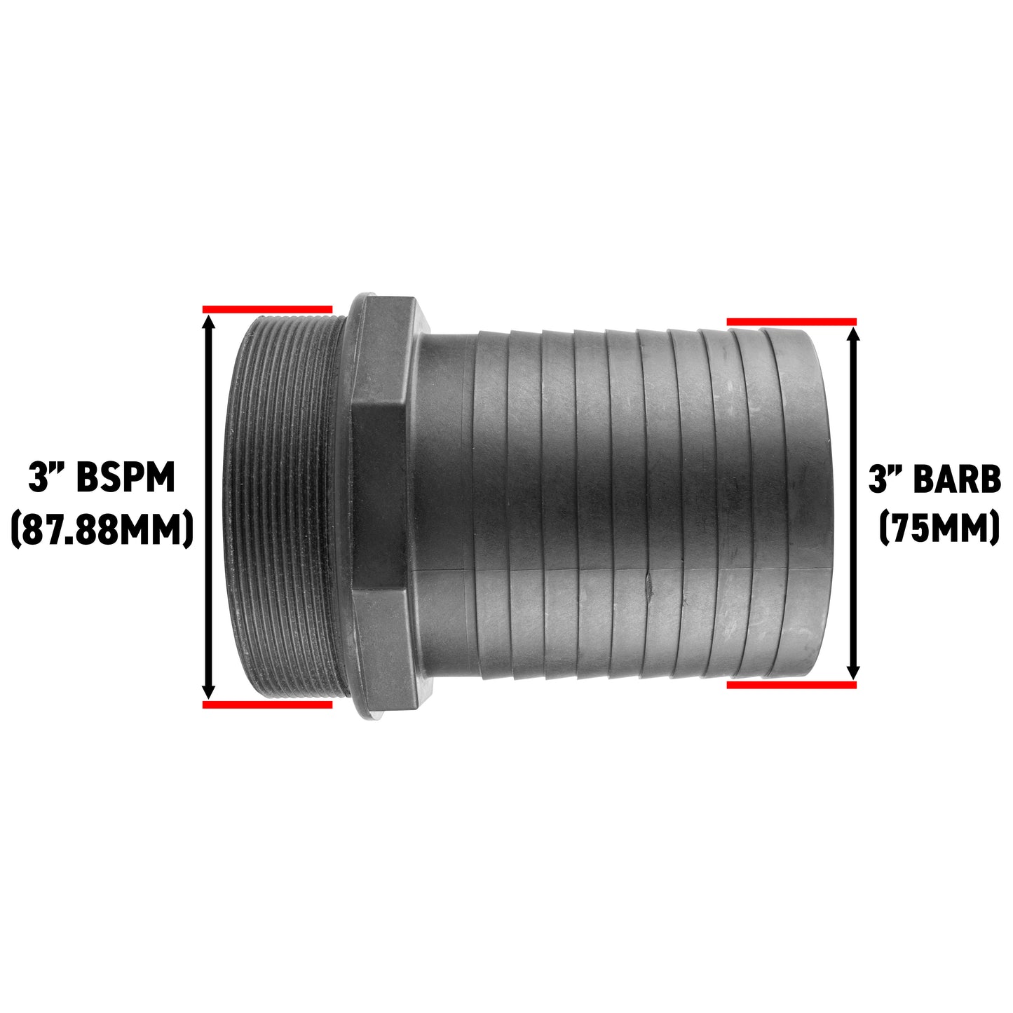 Pond Straight Connector 3in BSPM - 75mm Outdoor Watering Kit Pet and Pond Supply