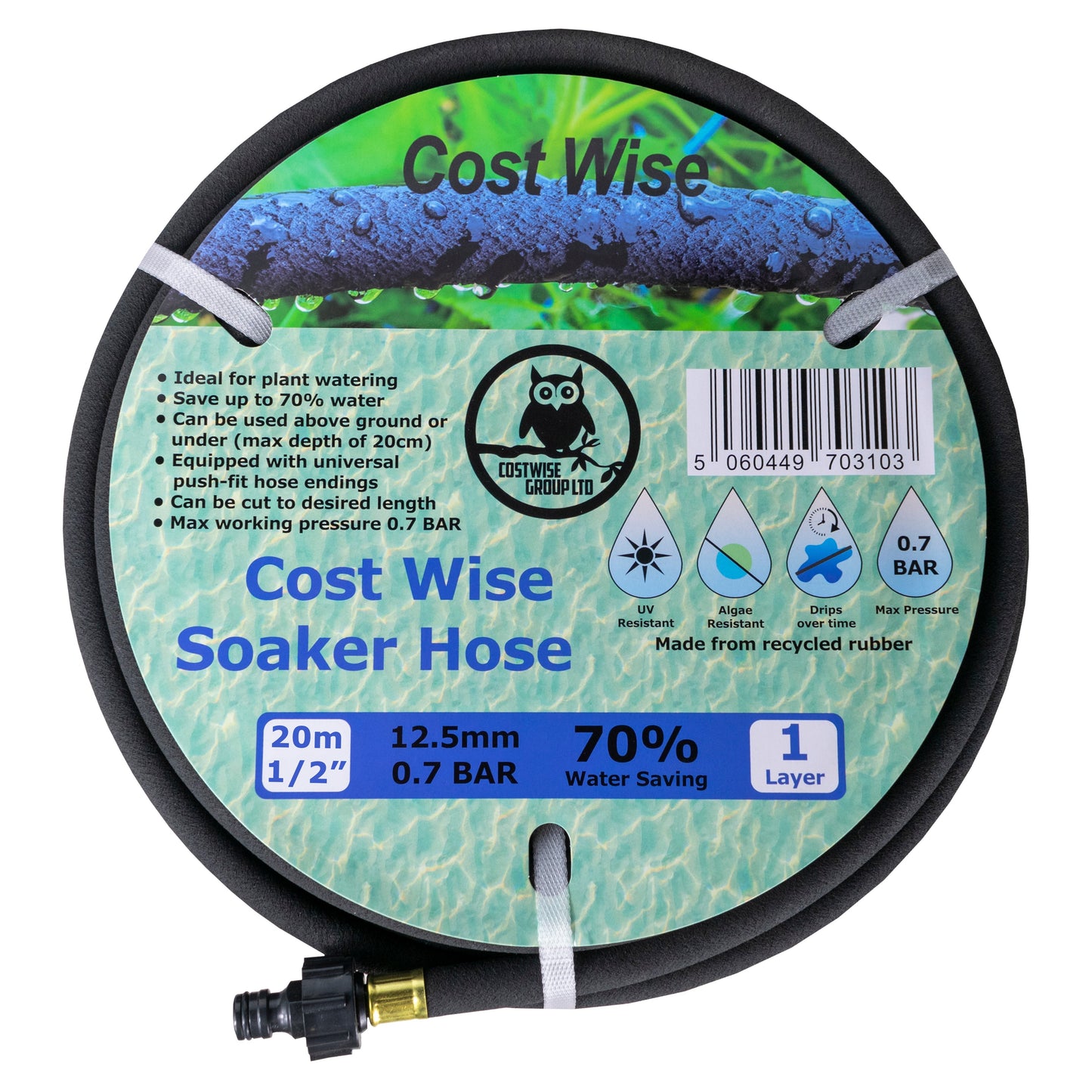 Porous Pipe with Connector Cost Wise 20m Outdoor Watering Kit Hose Connector Set