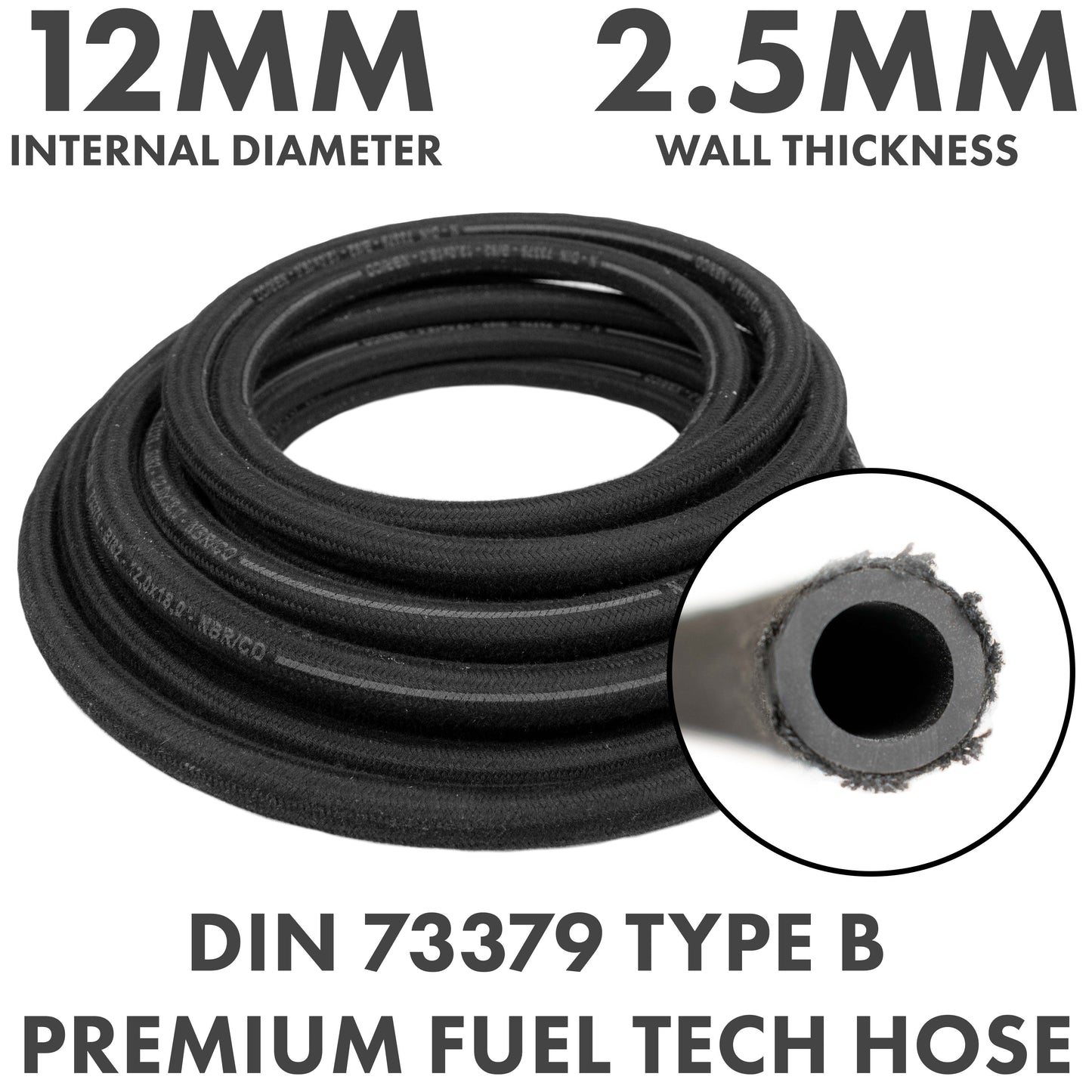 Rubber Reinforced with a Heat Resistant Textile Braid 12mm/18mm