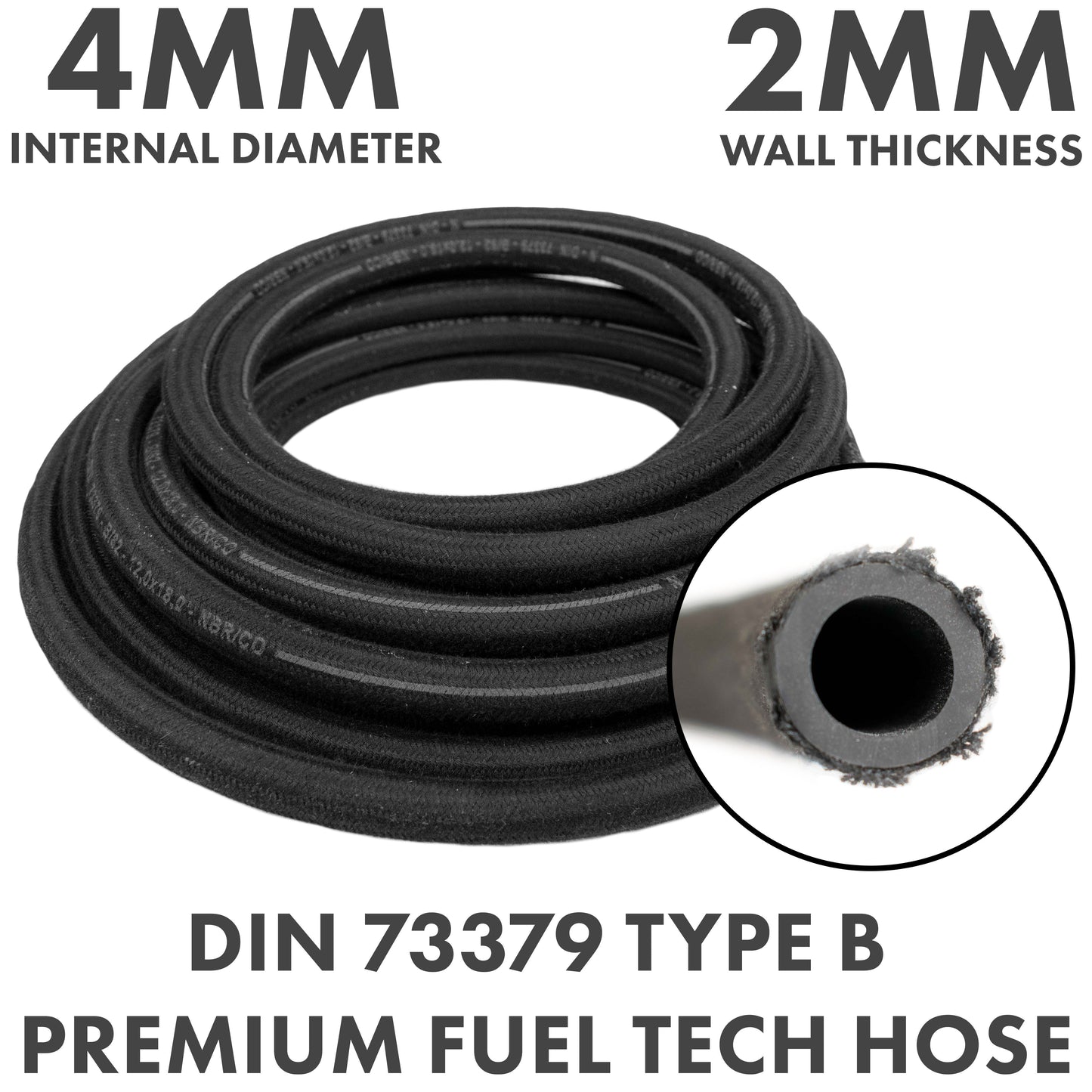 Rubber Reinforced with a Heat Resistant Textile Braid 4mm/8mm Weatherproof Cover