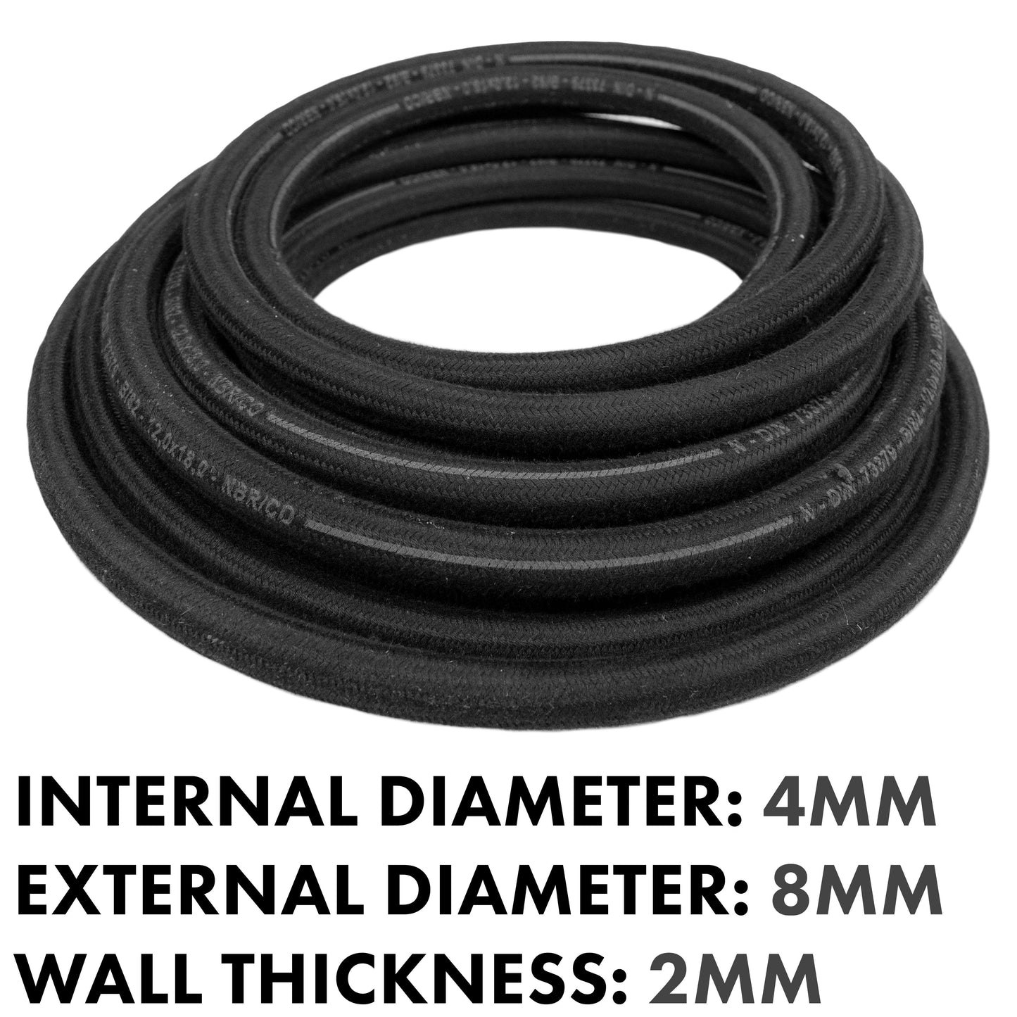 Rubber Reinforced with a Heat Resistant Textile Braid 4mm/8mm Weatherproof Cover