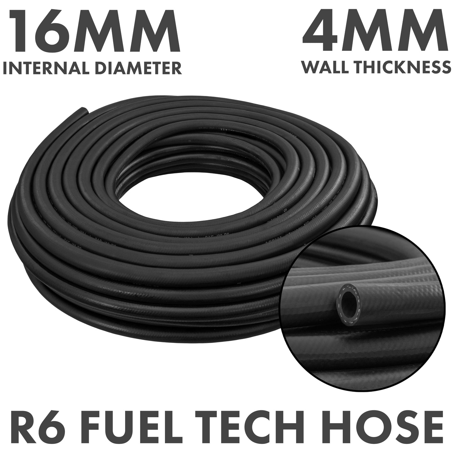 Rubber 16mm Braided Fuel, Oil Hose SAE J30 R6 for Pipe and Water Fitting