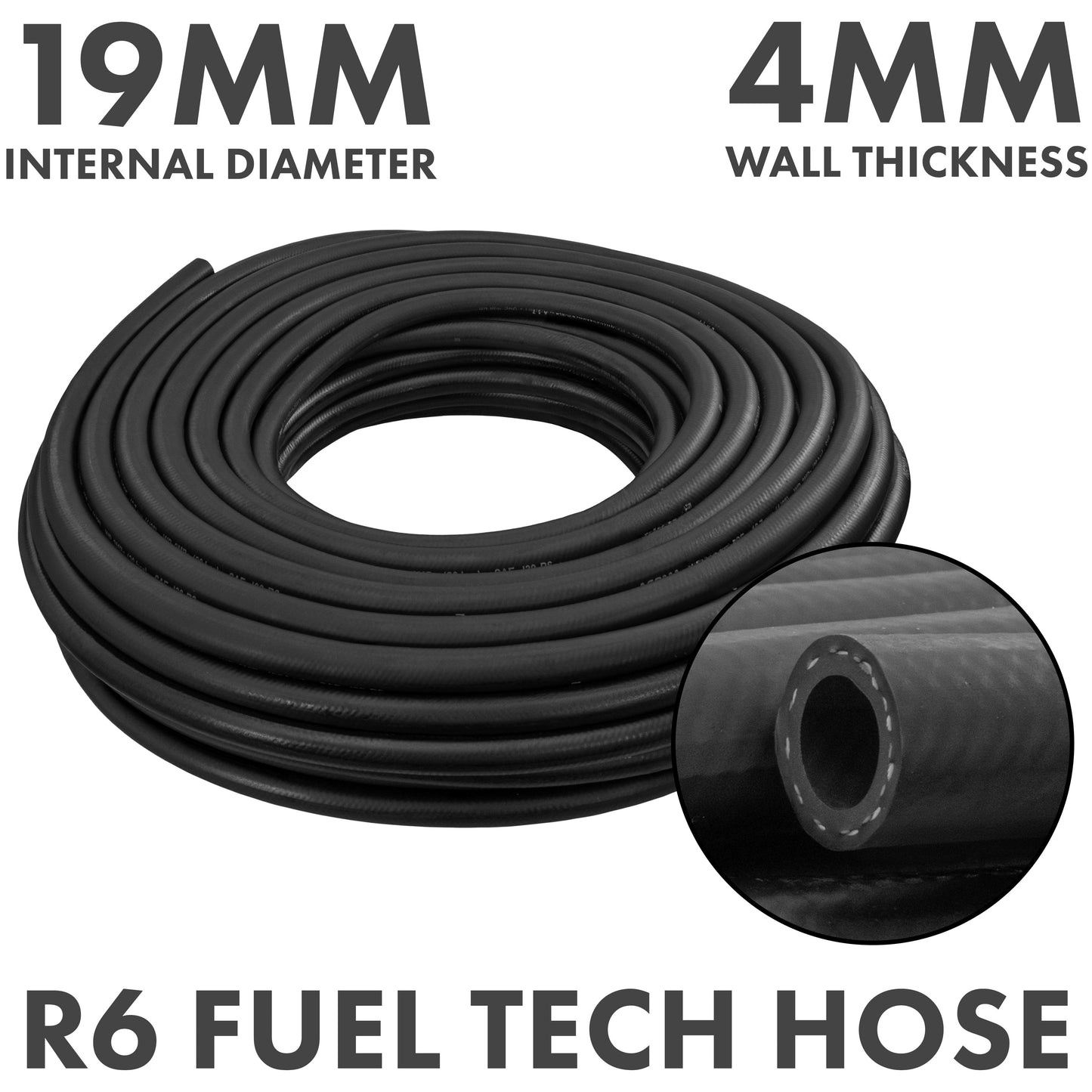 Rubber 19mm Braided Fuel, Oil Hose SAE J30 R6 for Pipe and Water Fitting
