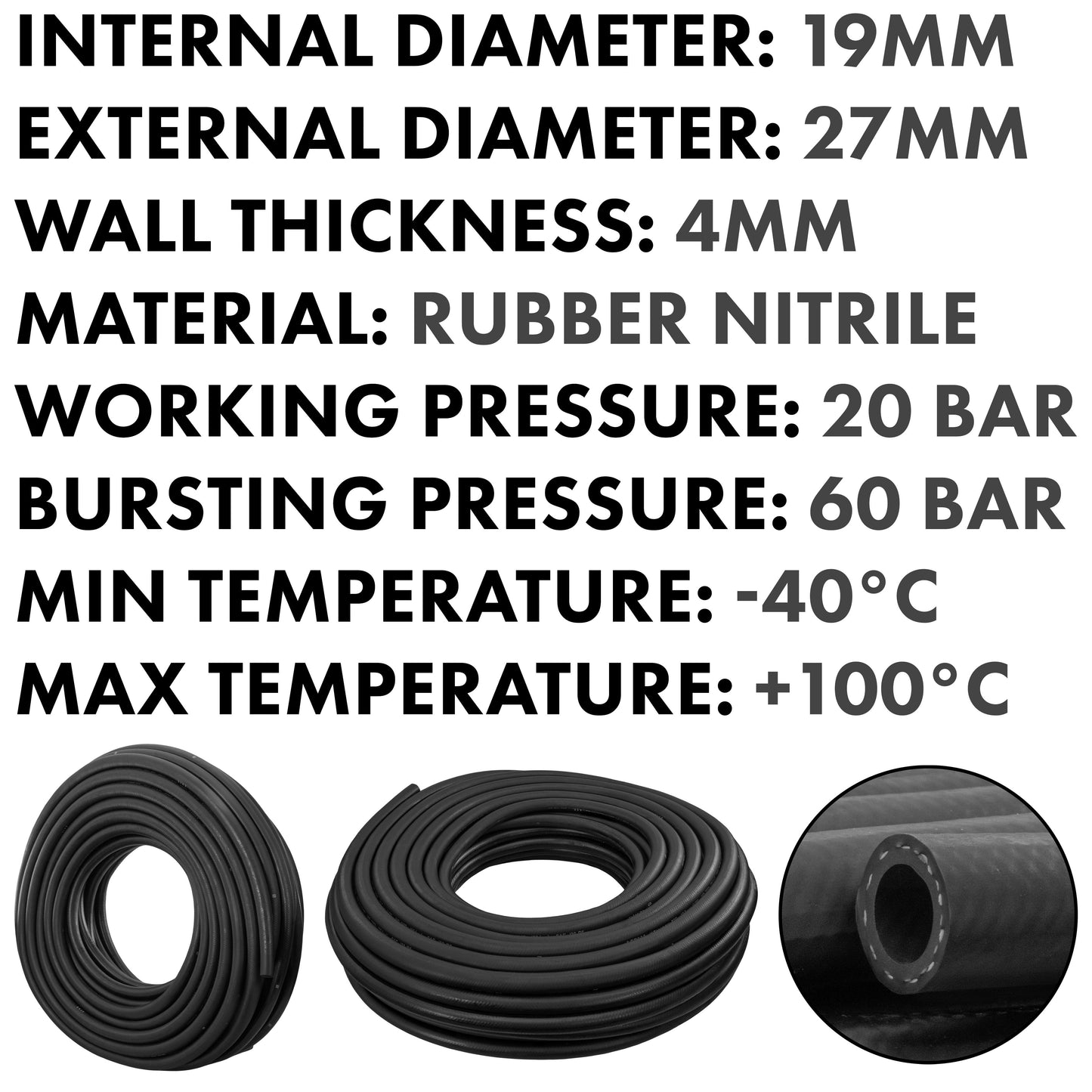 Rubber 19mm Braided Fuel, Oil Hose SAE J30 R6 for Pipe and Water Fitting
