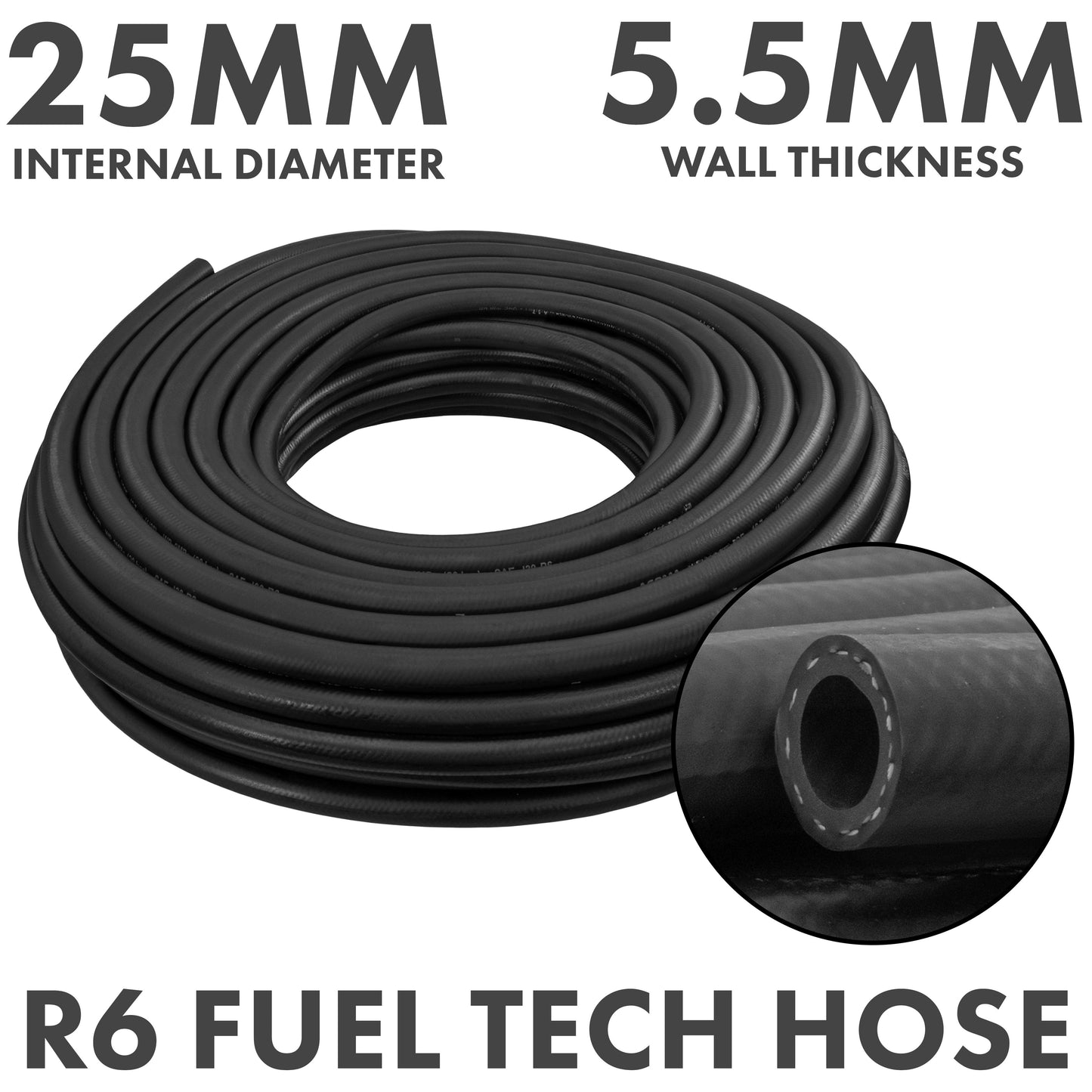 Rubber 25mm Braided Fuel, Oil Hose SAE J30 R6 for Pipe and Water Fitting