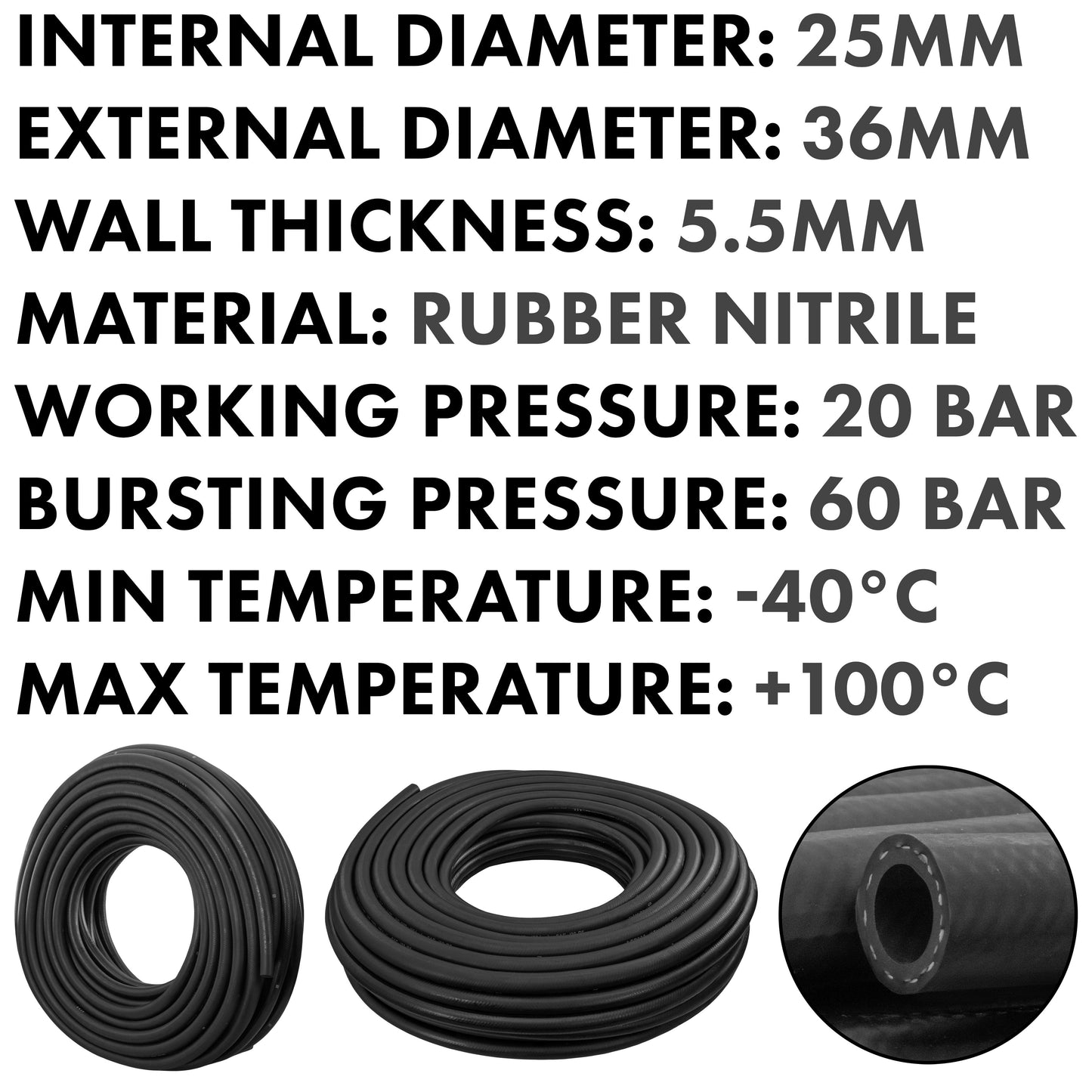 Rubber 25mm Braided Fuel, Oil Hose SAE J30 R6 for Pipe and Water Fitting