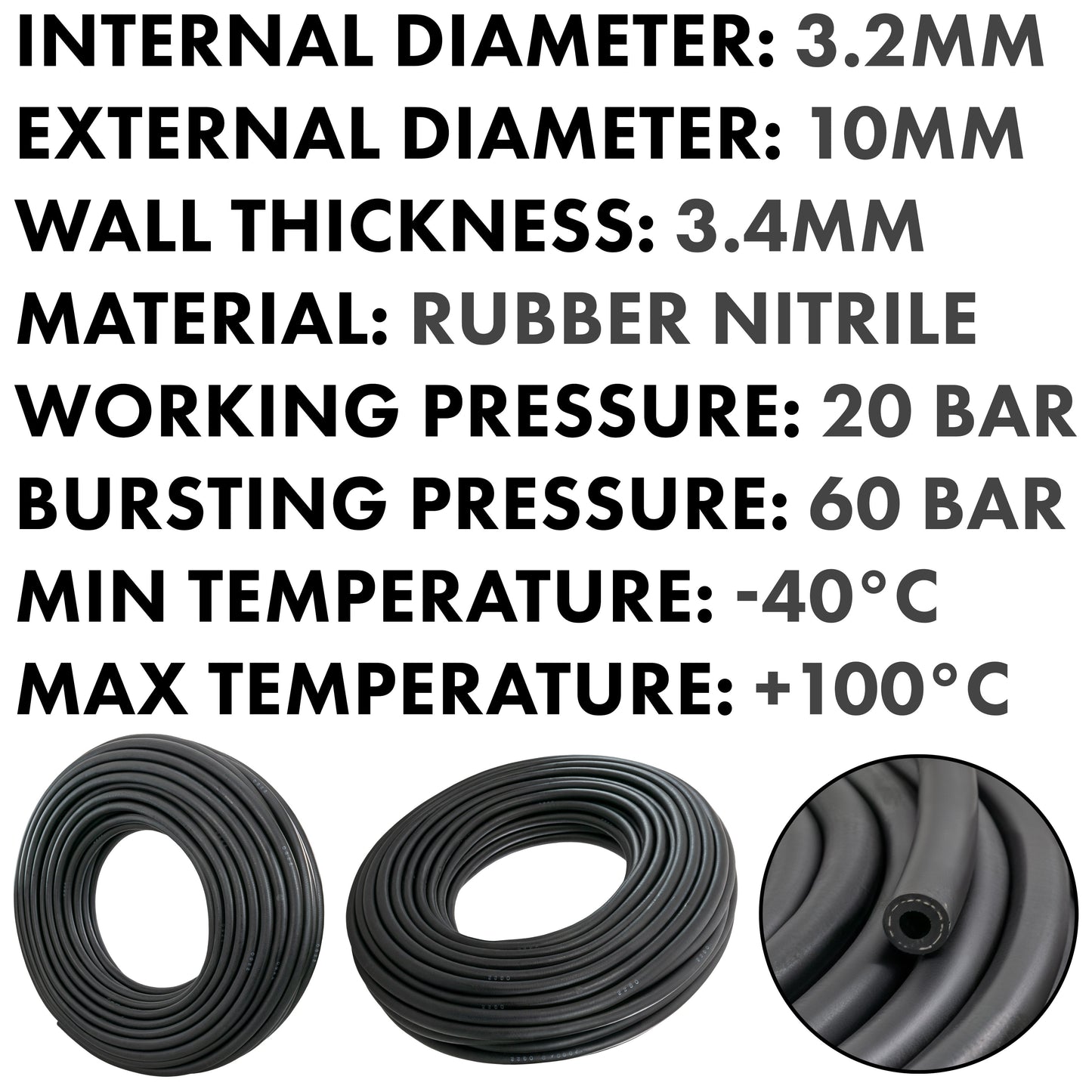 Rubber 3.2mm Braided Fuel, Oil Hose SAE J30 R6 for Pipe and Water Fitting