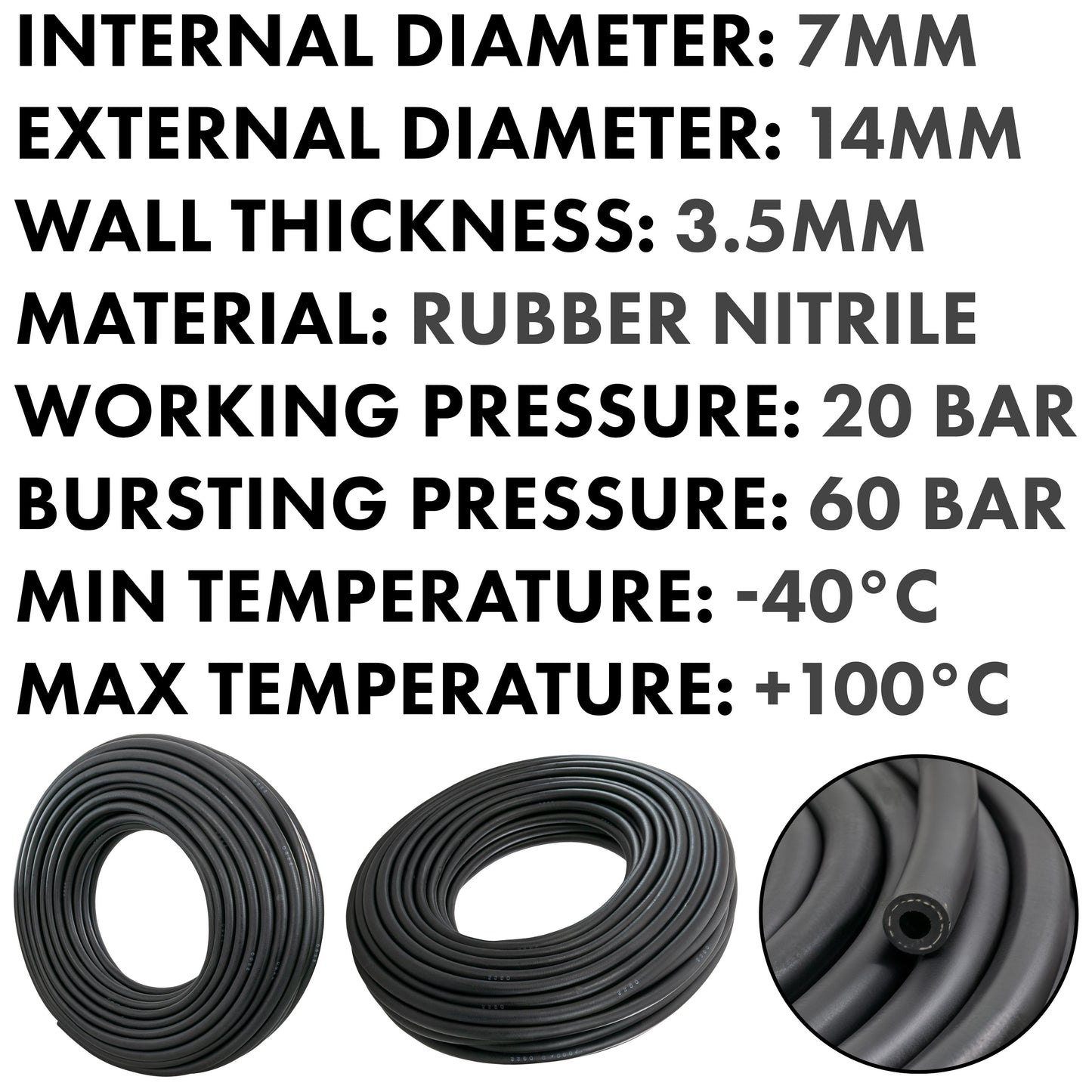 Rubber 7mm Braided Fuel, Oil Hose SAE J30 R6 for Pipe and Water Fitting