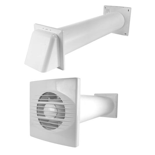 AP Supplies Through Wall Ventilation Kit RICO Standard Fan with White External Vent