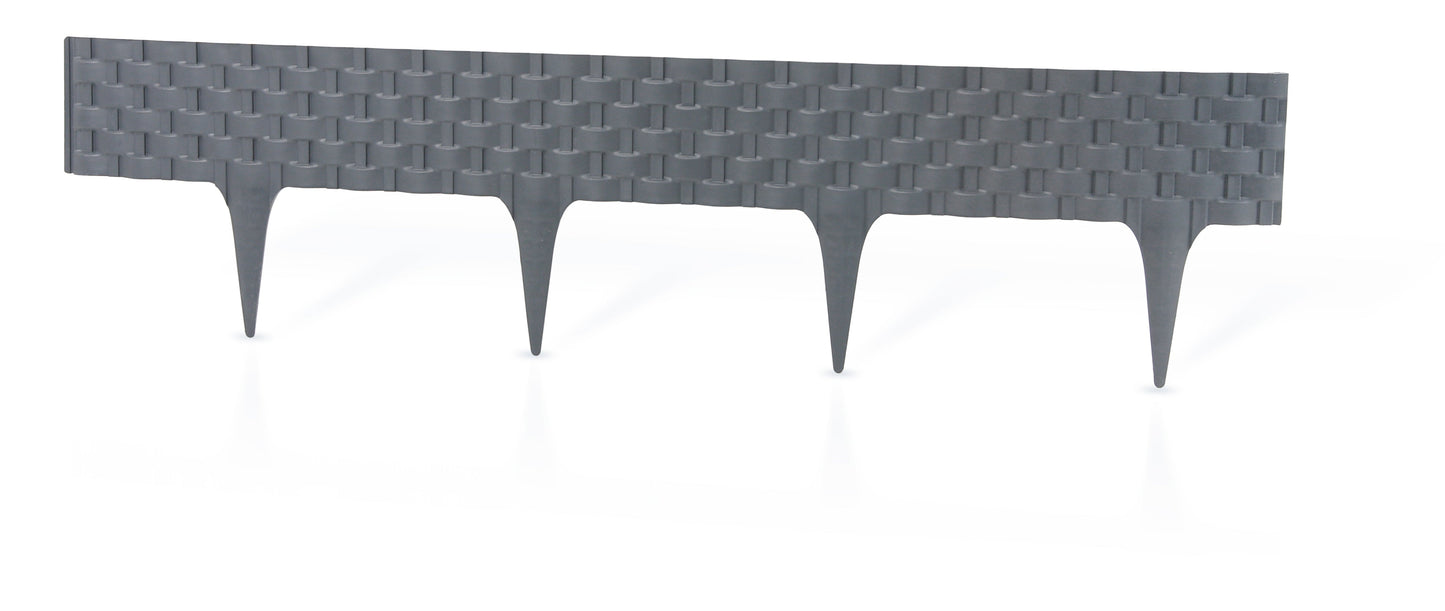 Lawn Edging, Plastic Palisade Rattan Effect, 2.4m, Gray for Home and Garden Use