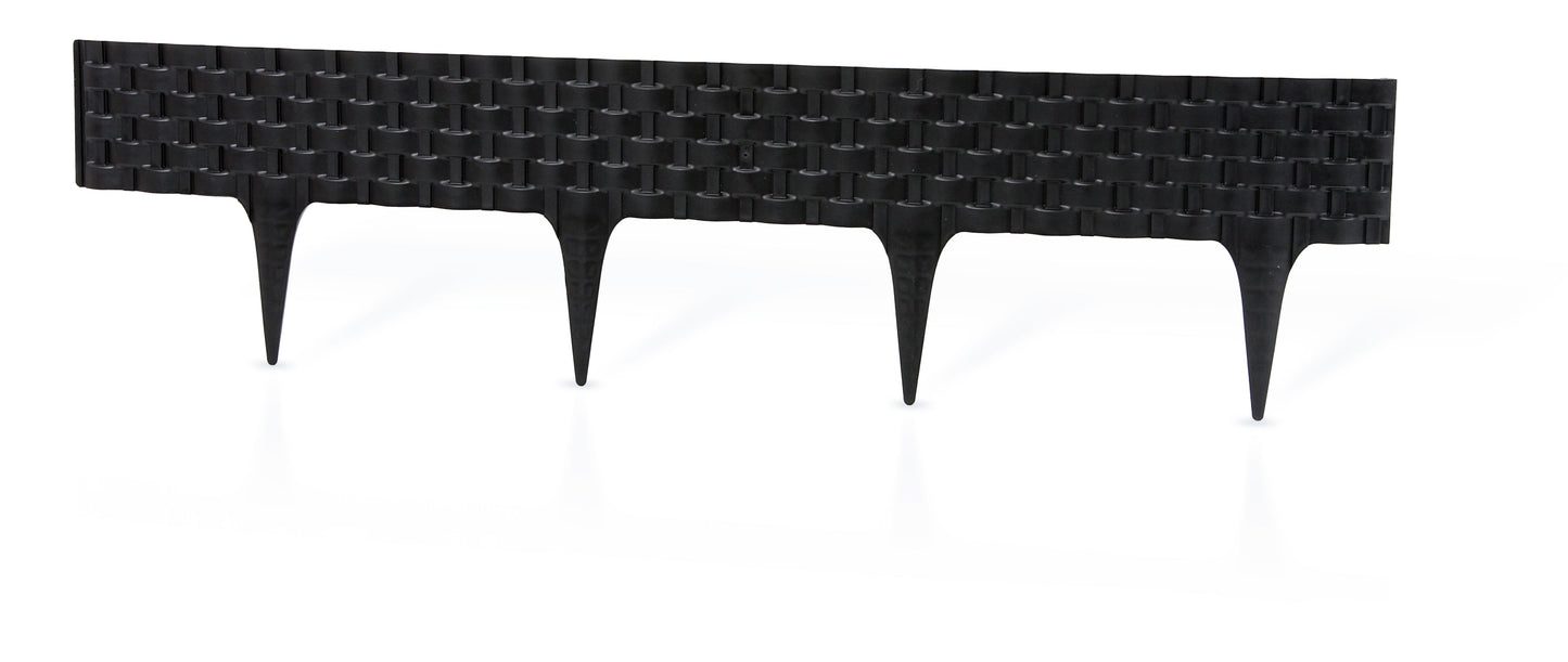 Lawn Edging, Plastic Palisade Rattan Effect, 2.4m, Black for Home and Garden Use
