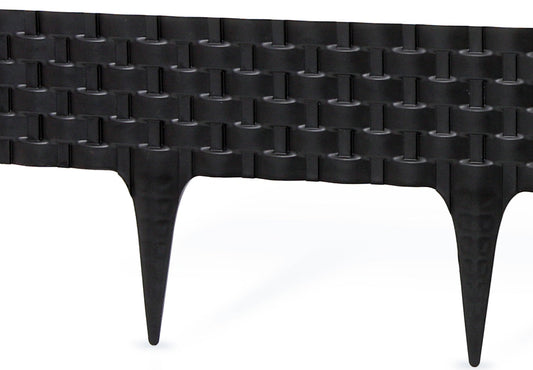 Lawn Edging, Plastic Palisade Rattan Effect, 2.4m, Black for Home and Garden Use
