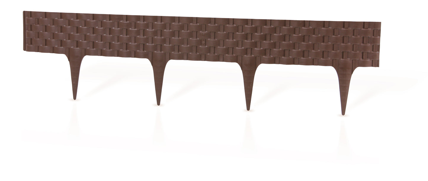 Lawn Edging, Plastic Palisade Rattan Effect, 2.4m, Brown for Home and Garden Use