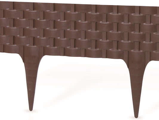 Lawn Edging, Plastic Palisade Rattan Effect, 2.4m, Brown for Home and Garden Use
