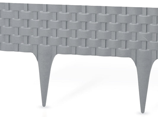 Lawn Edging, Plastic Palisade Rattan Effect, 2.4m, Gray for Home and Garden Use