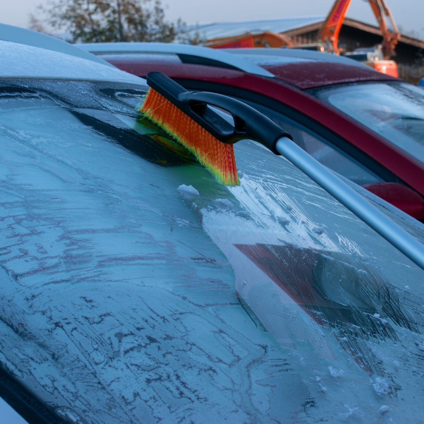 Telescopic Snow Brush + Ice Scraper Orange Frost Protection Fleece Car Accessory